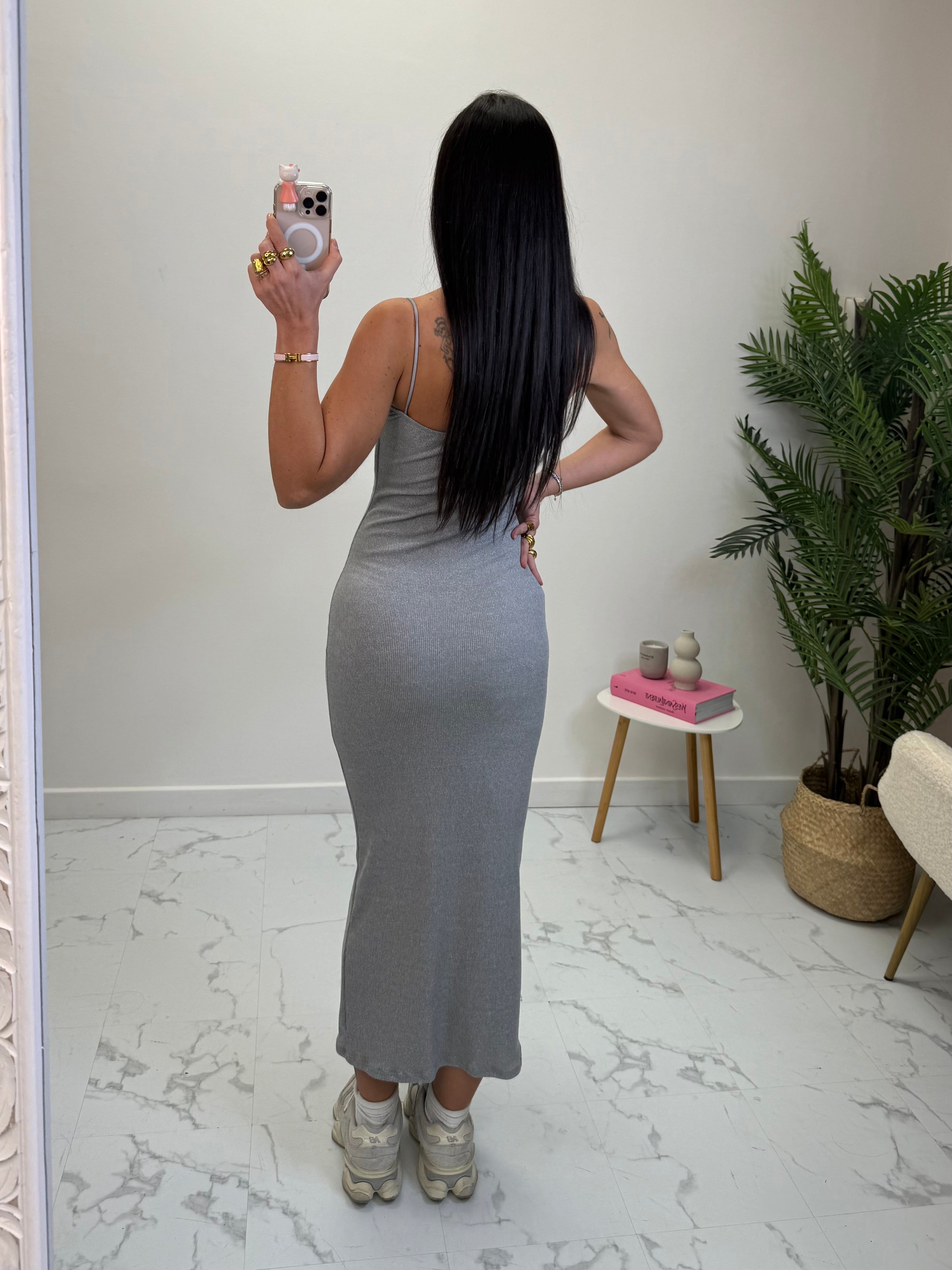 ABITO LUNGO A COSTINE CON COPPE E BRETELLINE-10440