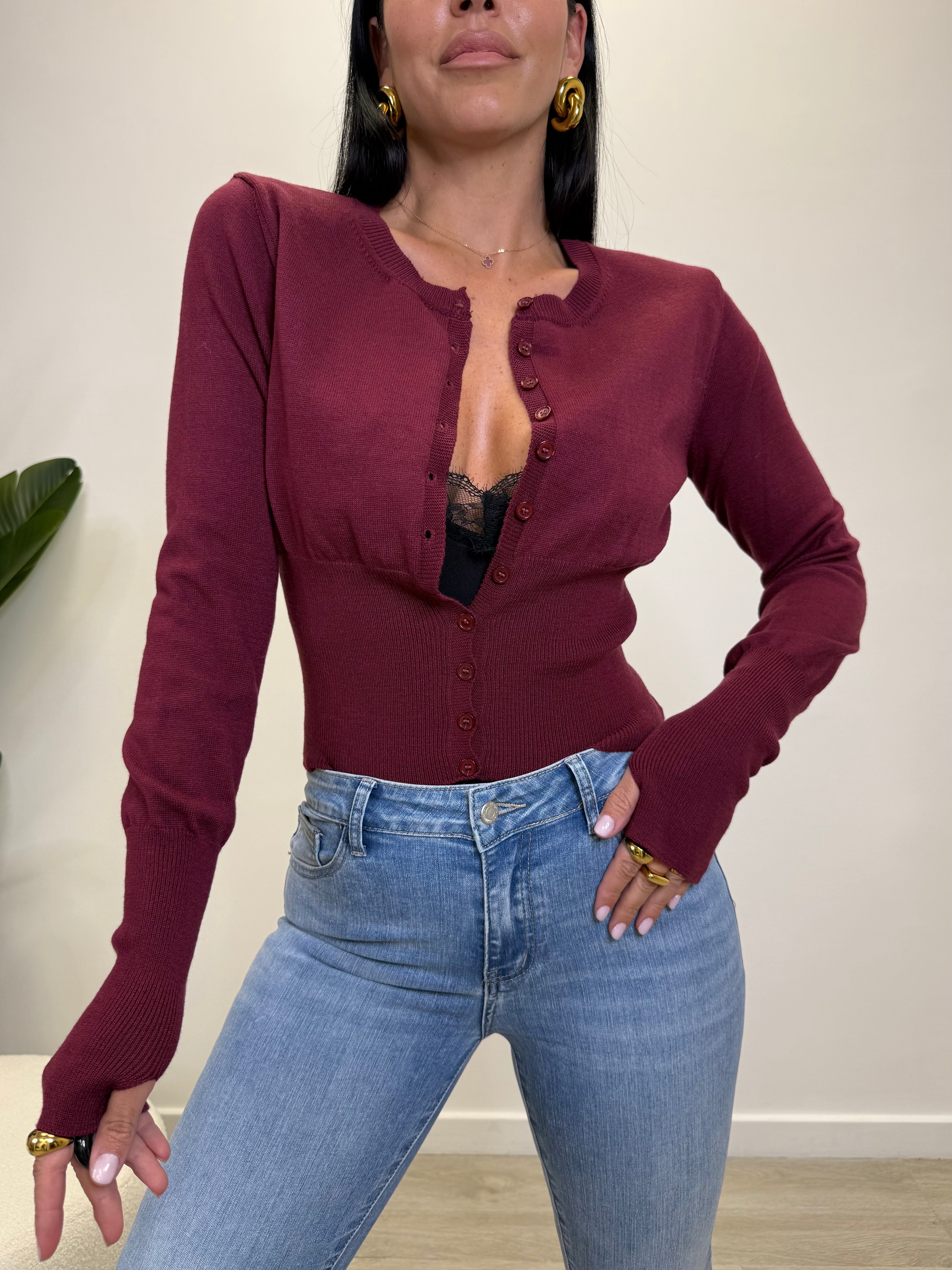 CARDIGAN CON MANICA A GUANTO 26122