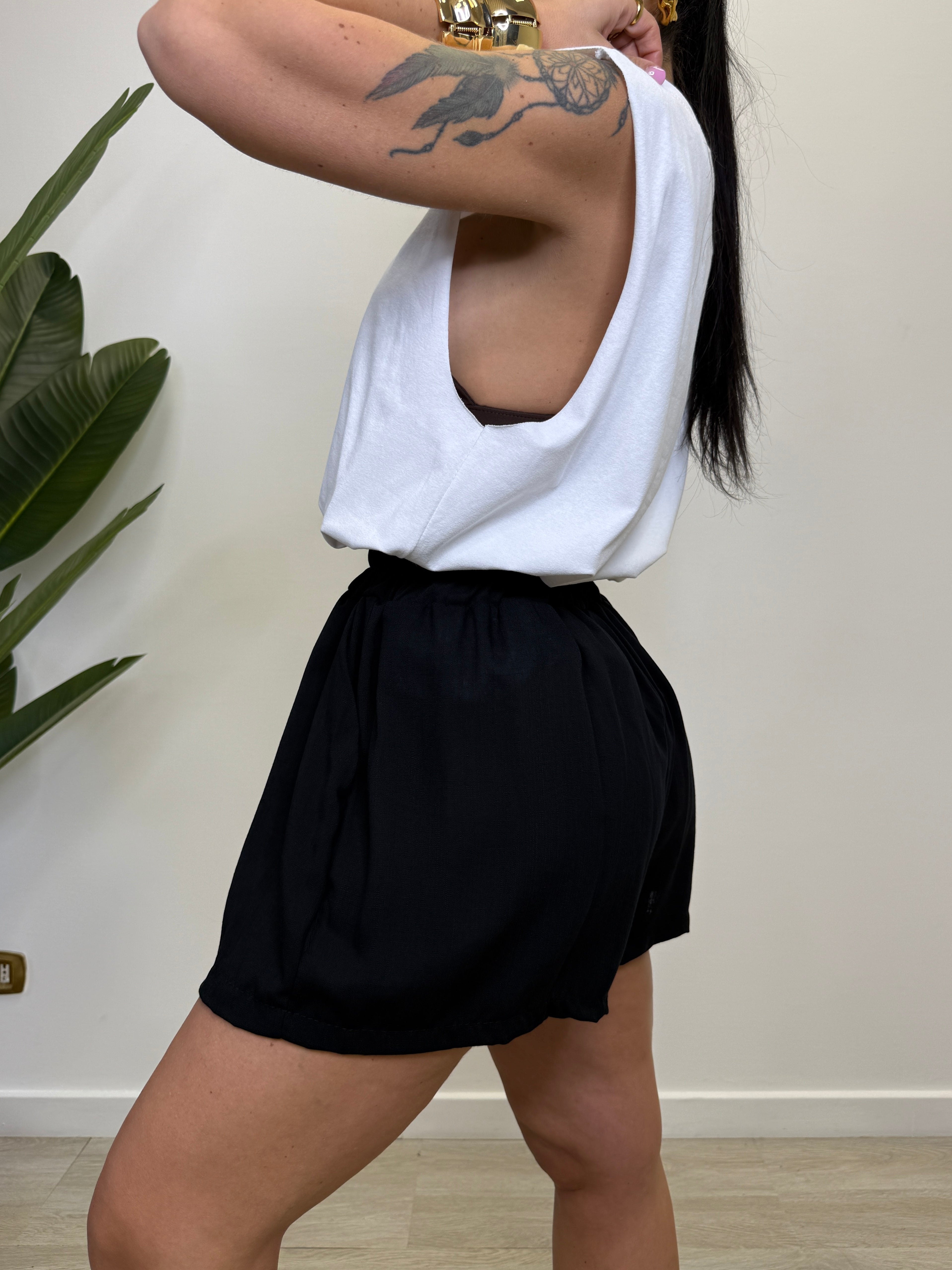 SHORT EFFETTO LINO 12433