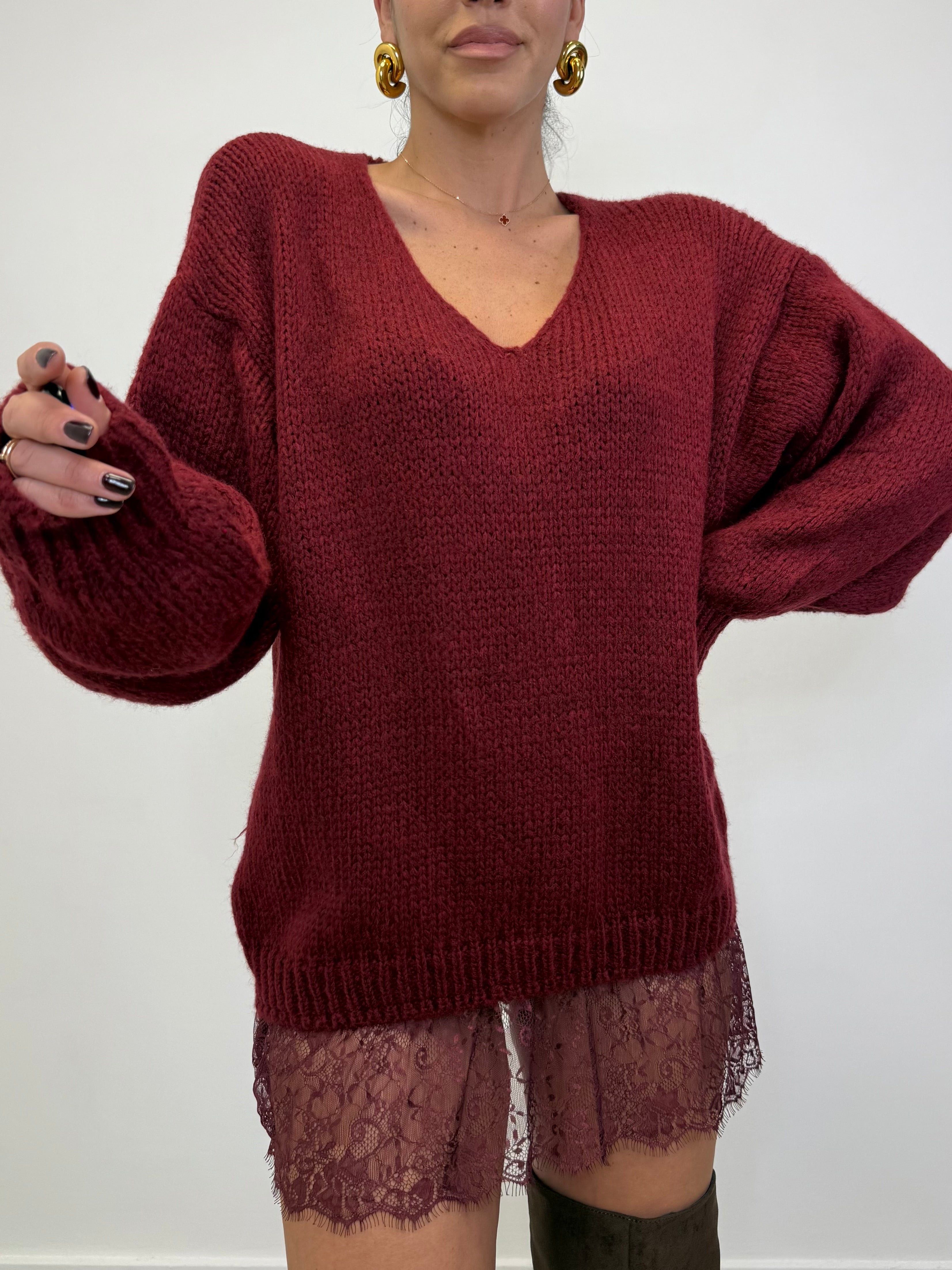 MAXI PULL CON INSERTI IN PIZZO 3368