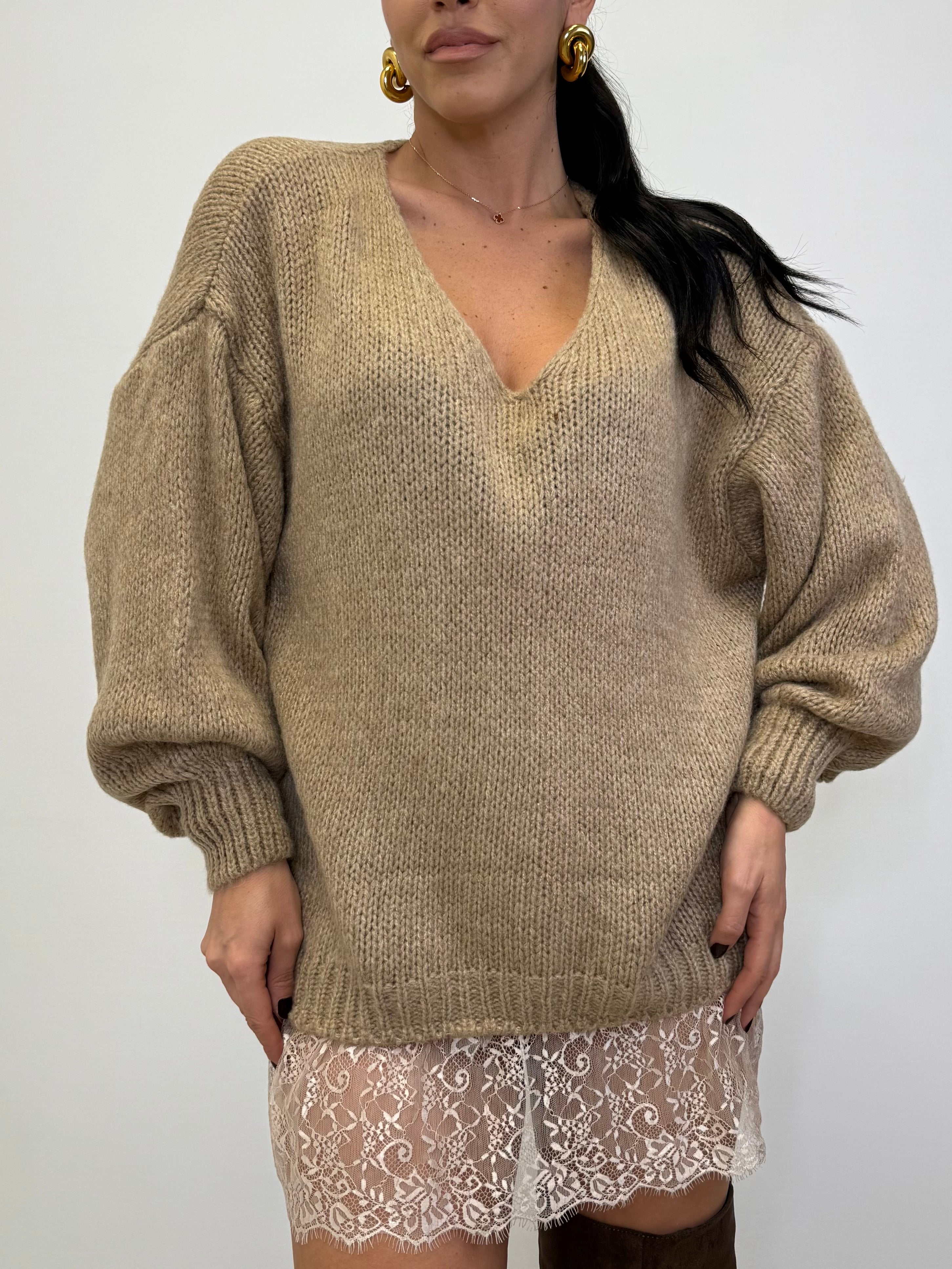 MAXI PULL CON INSERTI IN PIZZO 3368