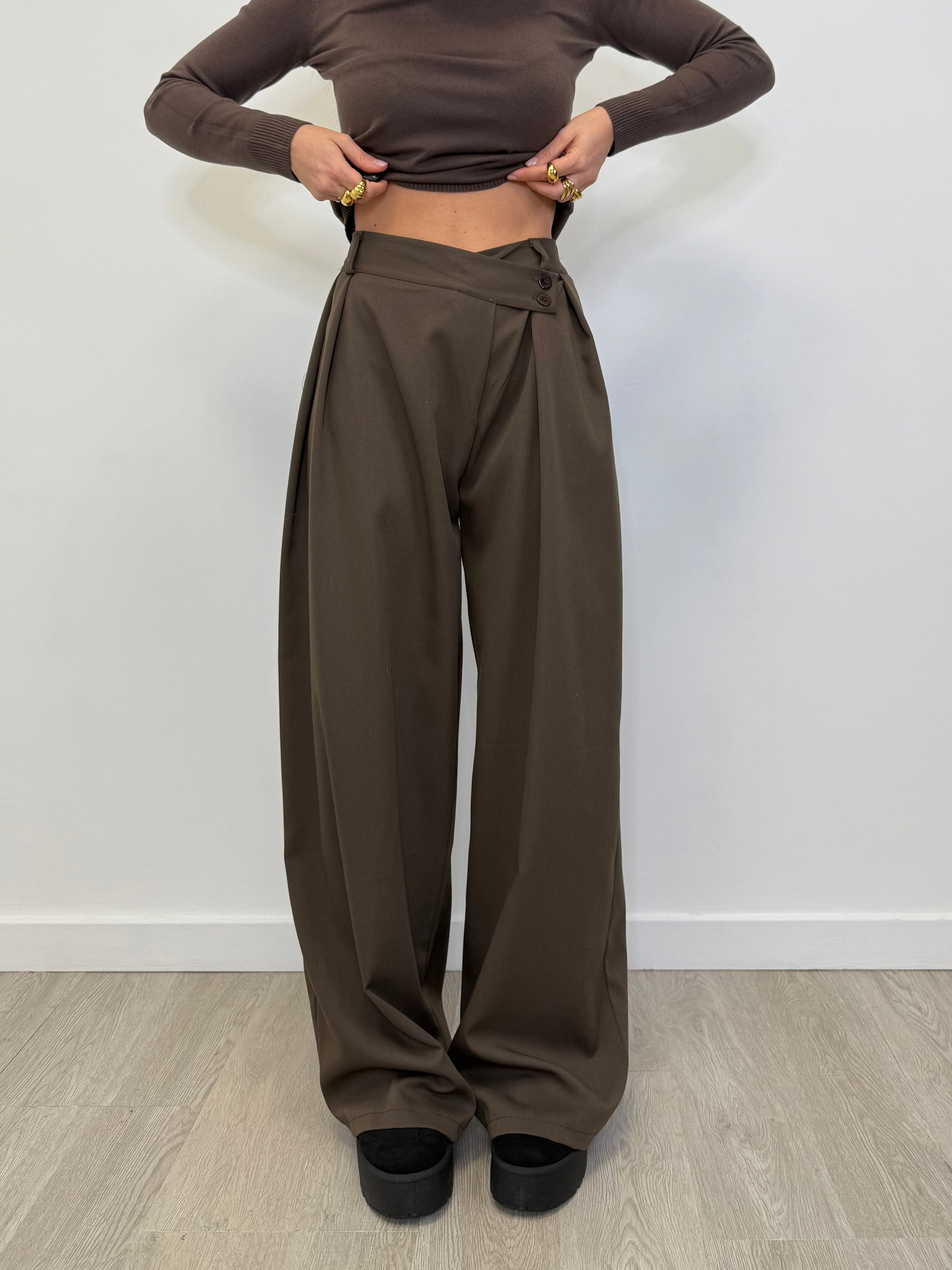 PANTALONE PALAZZO CON PINCES 9245