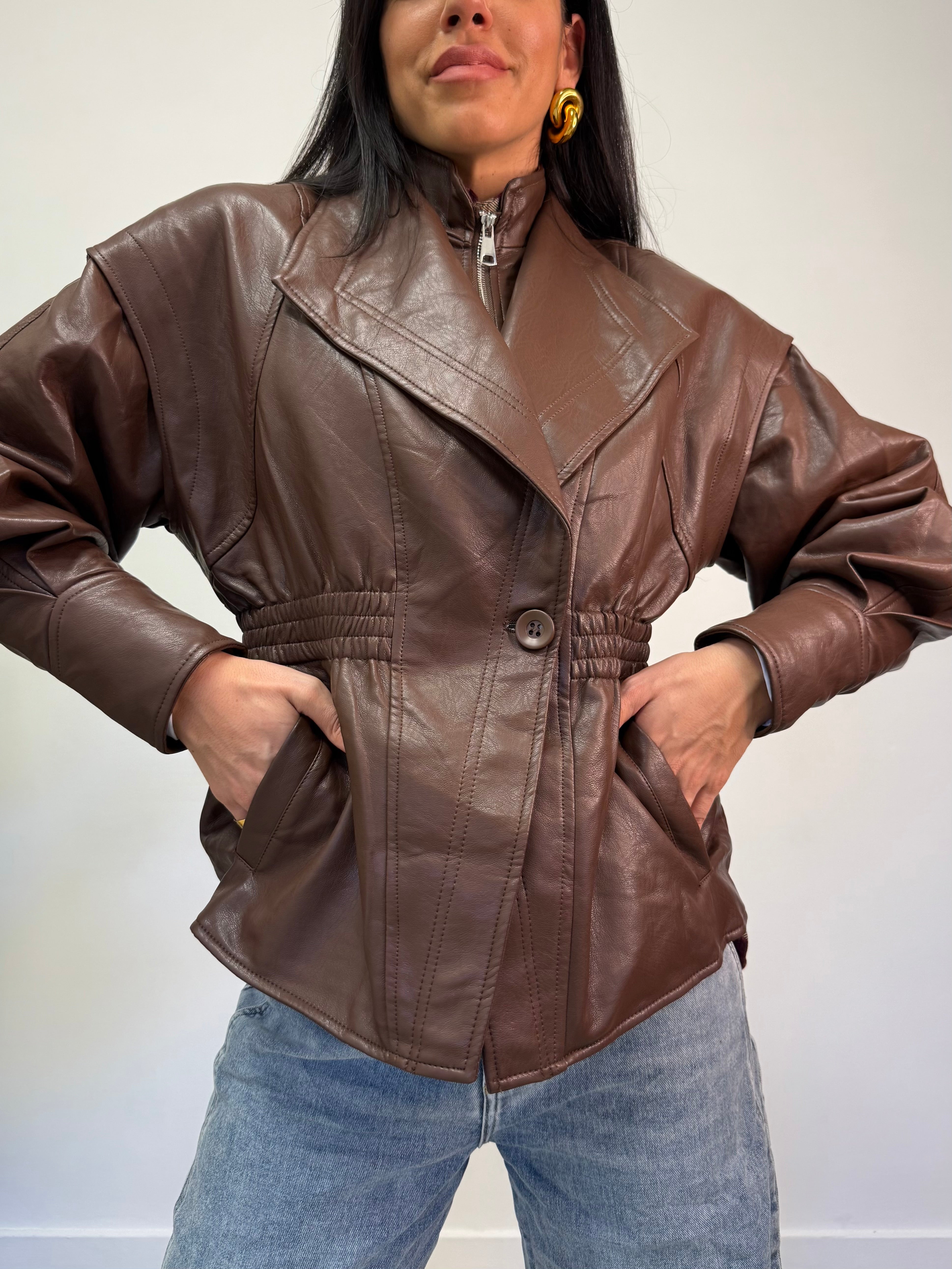 GIACCA CON ELASTICO EFFETTO PELLE 2462