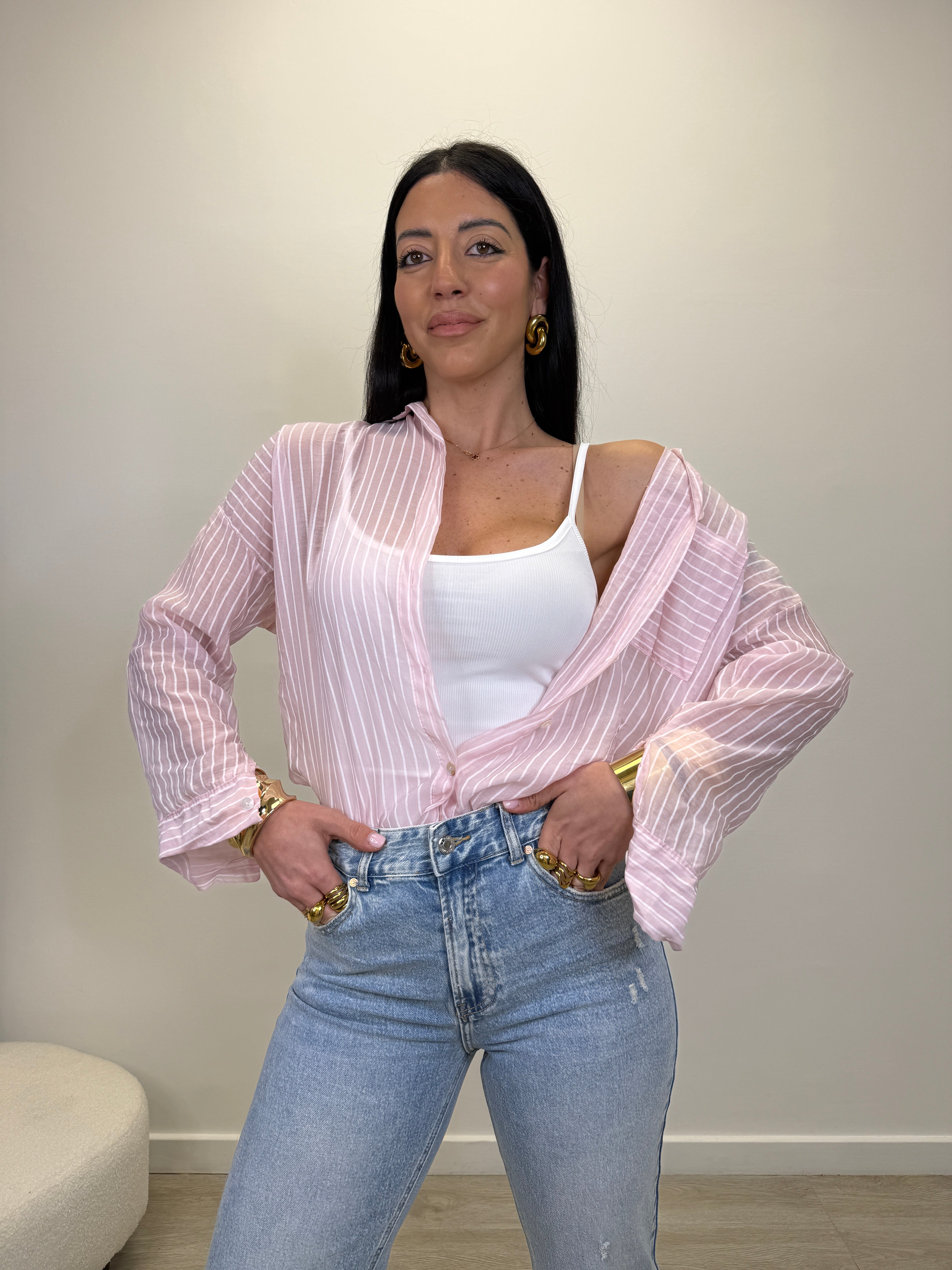CAMICIA A RIGHE SEMI TRASPARENTE 25135