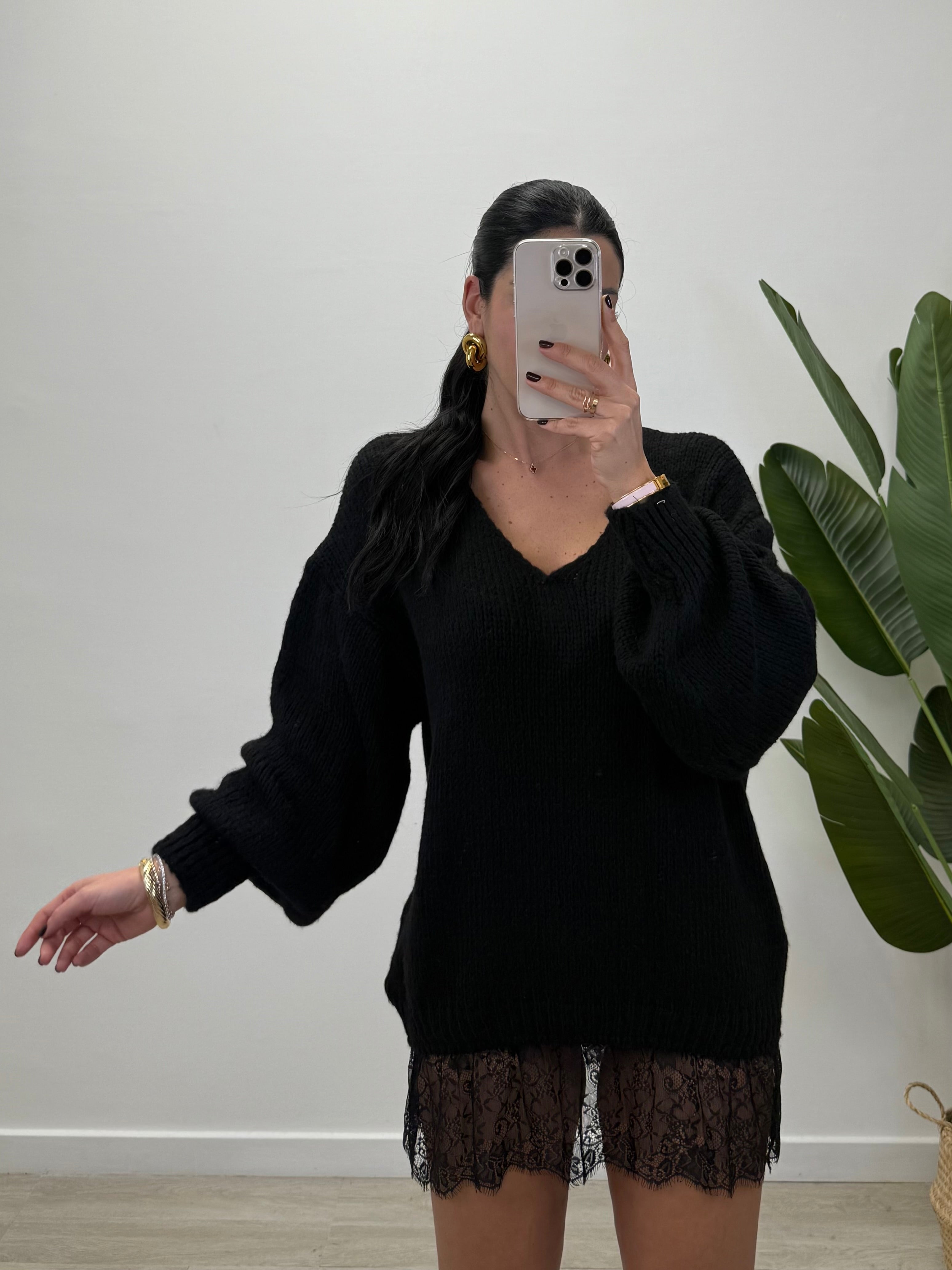 MAXI PULL CON INSERTI IN PIZZO 3368