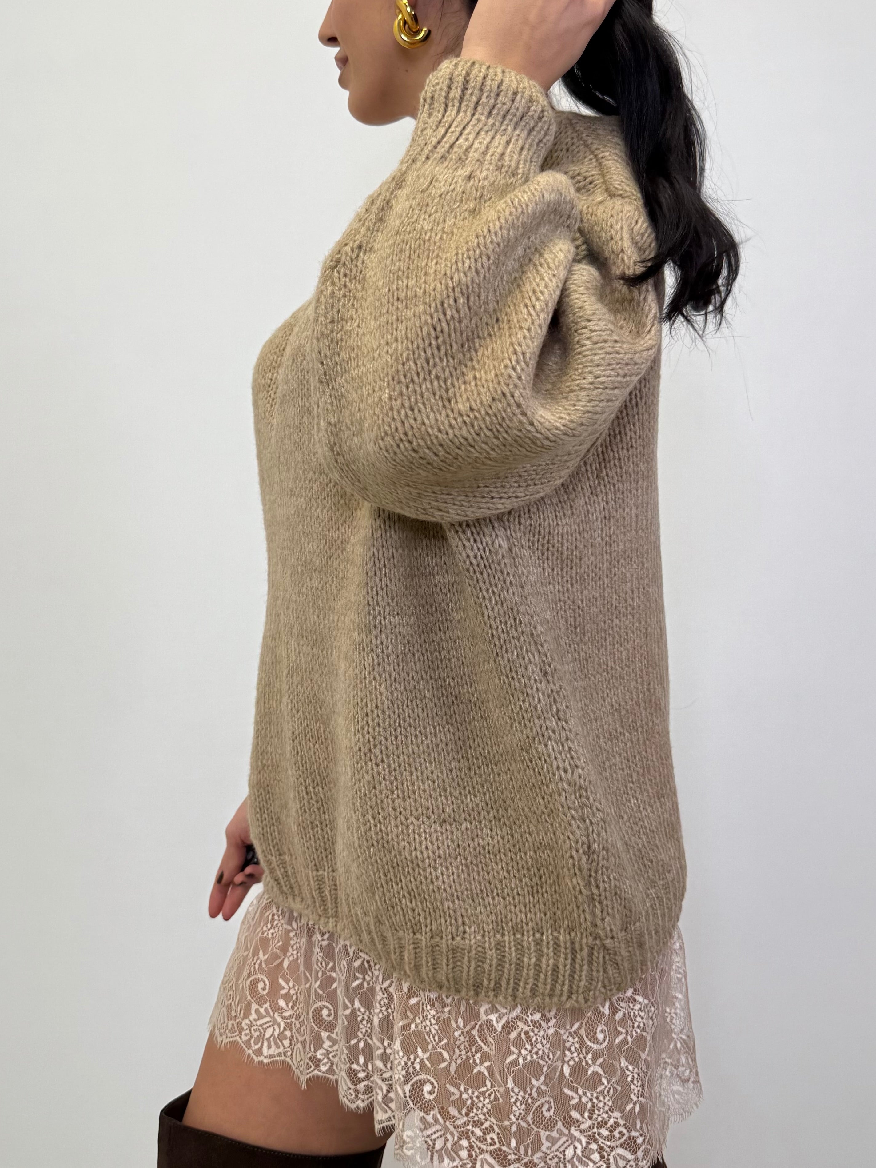 MAXI PULL CON INSERTI IN PIZZO 3368