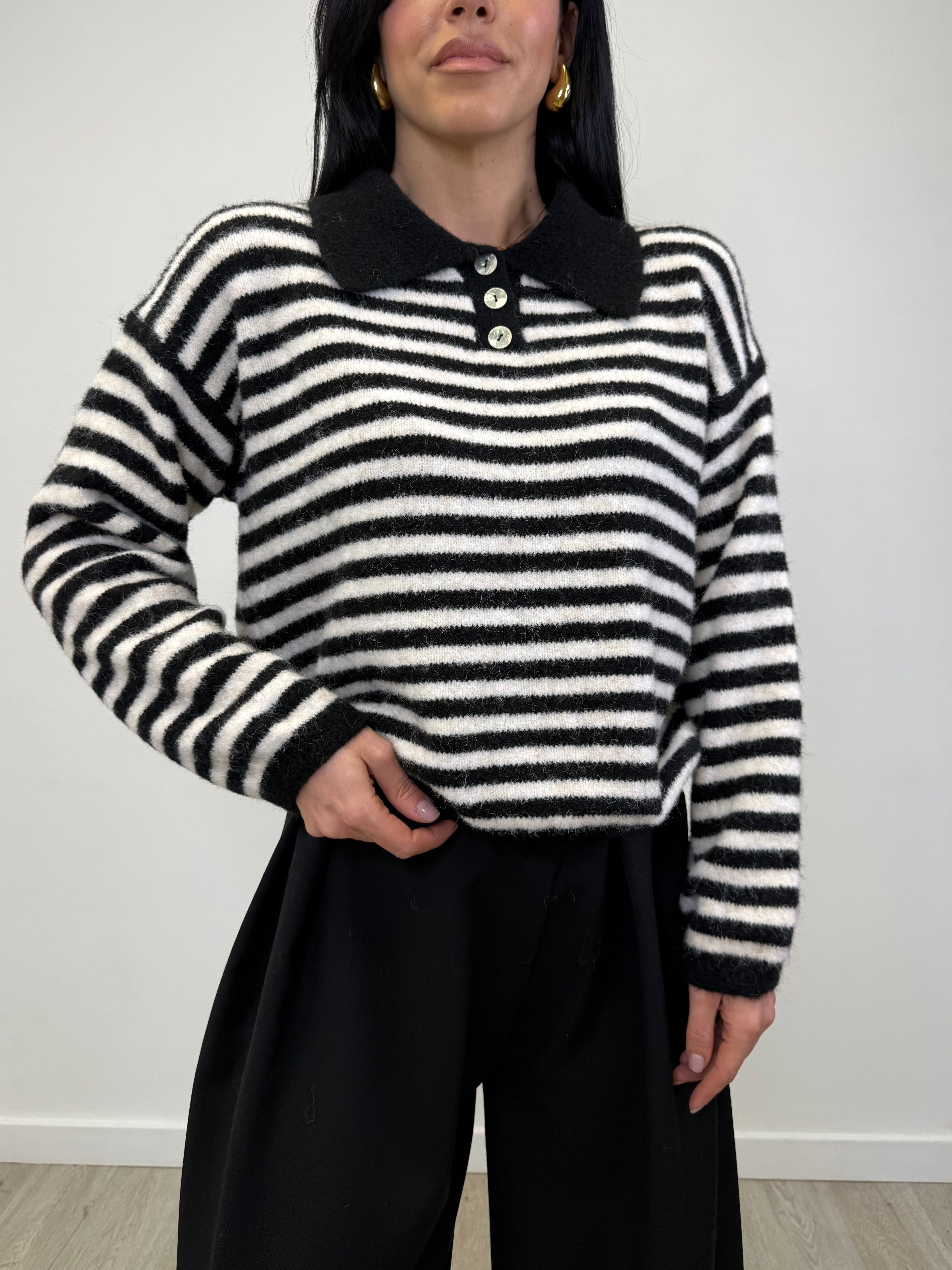 POLO MISTO LANA A RIGHE 33896