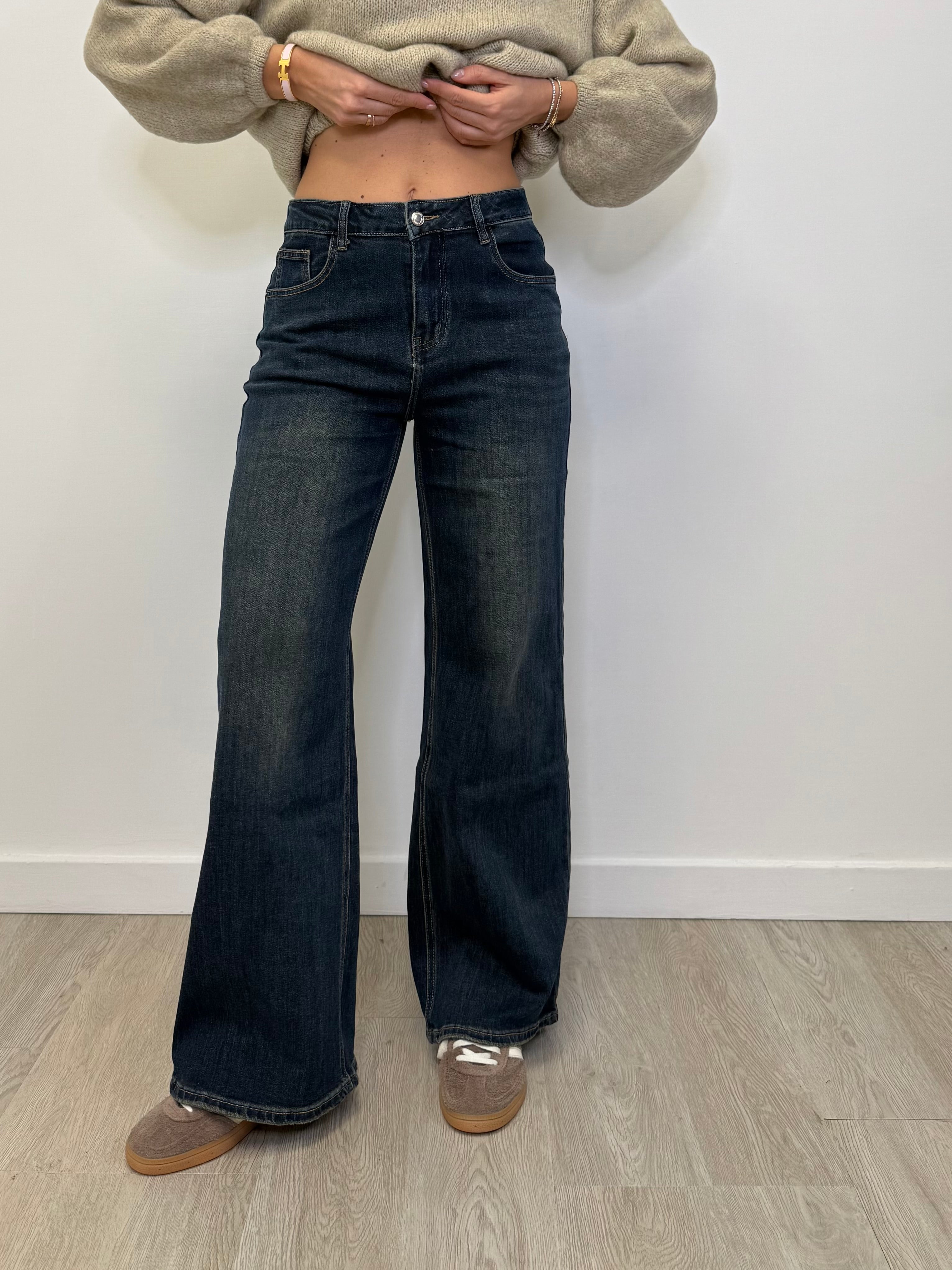 JEANS WIDE LEG CON PATCH LEO 32209