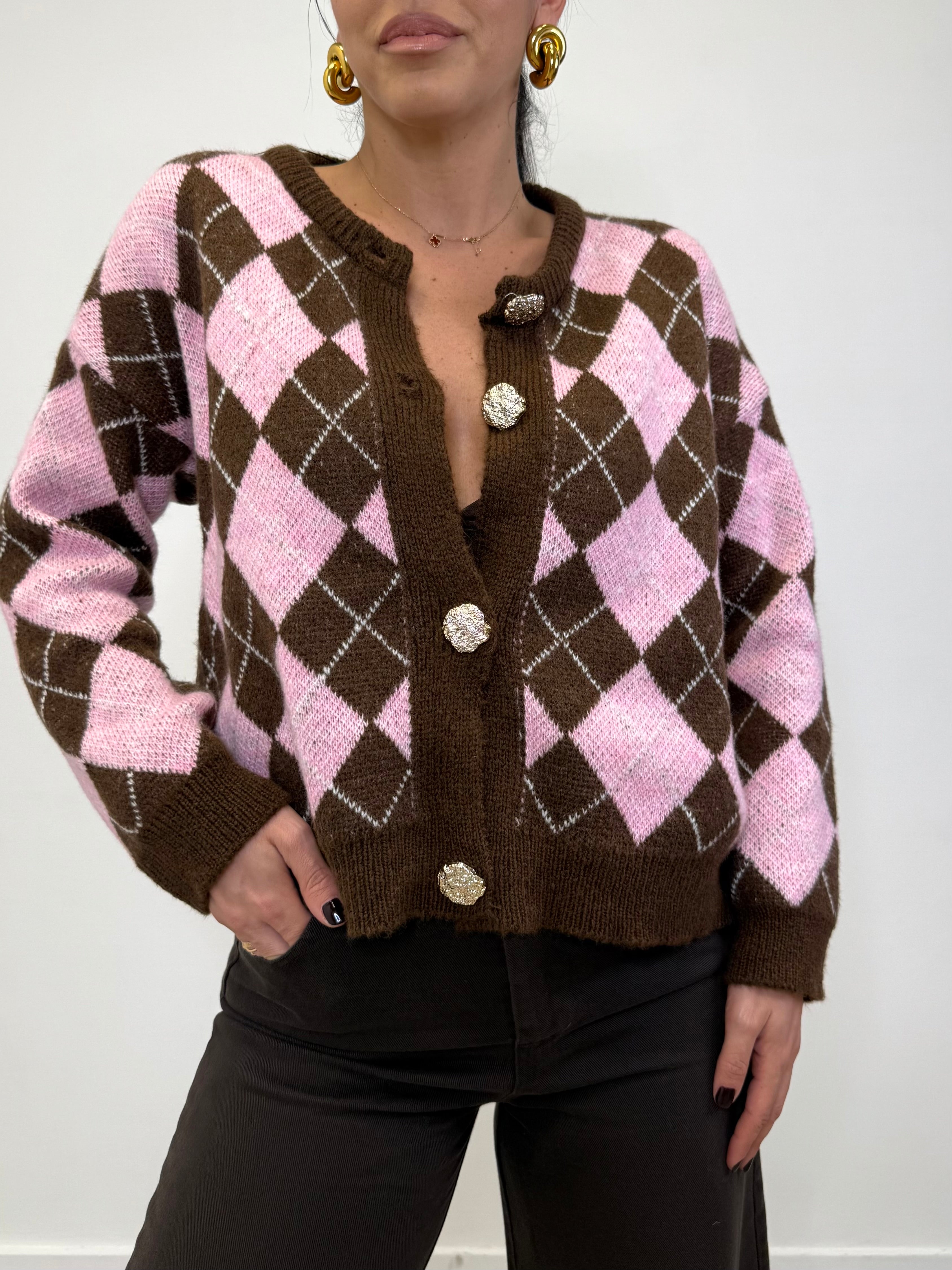 CARDIGAN ROMBI EFFETTO LANA 2586