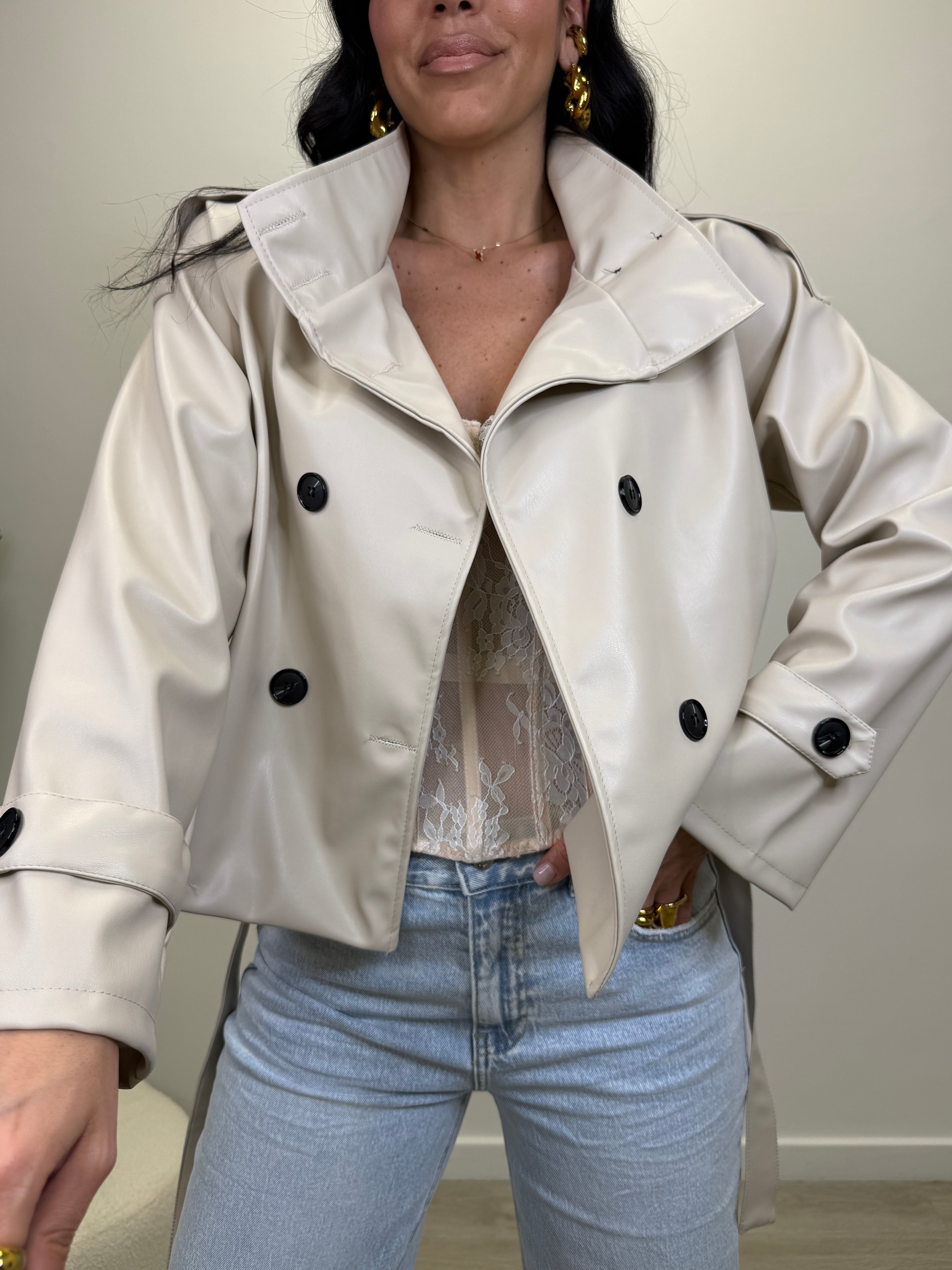 TRENCH MIDI SIMIL PELLE 4650