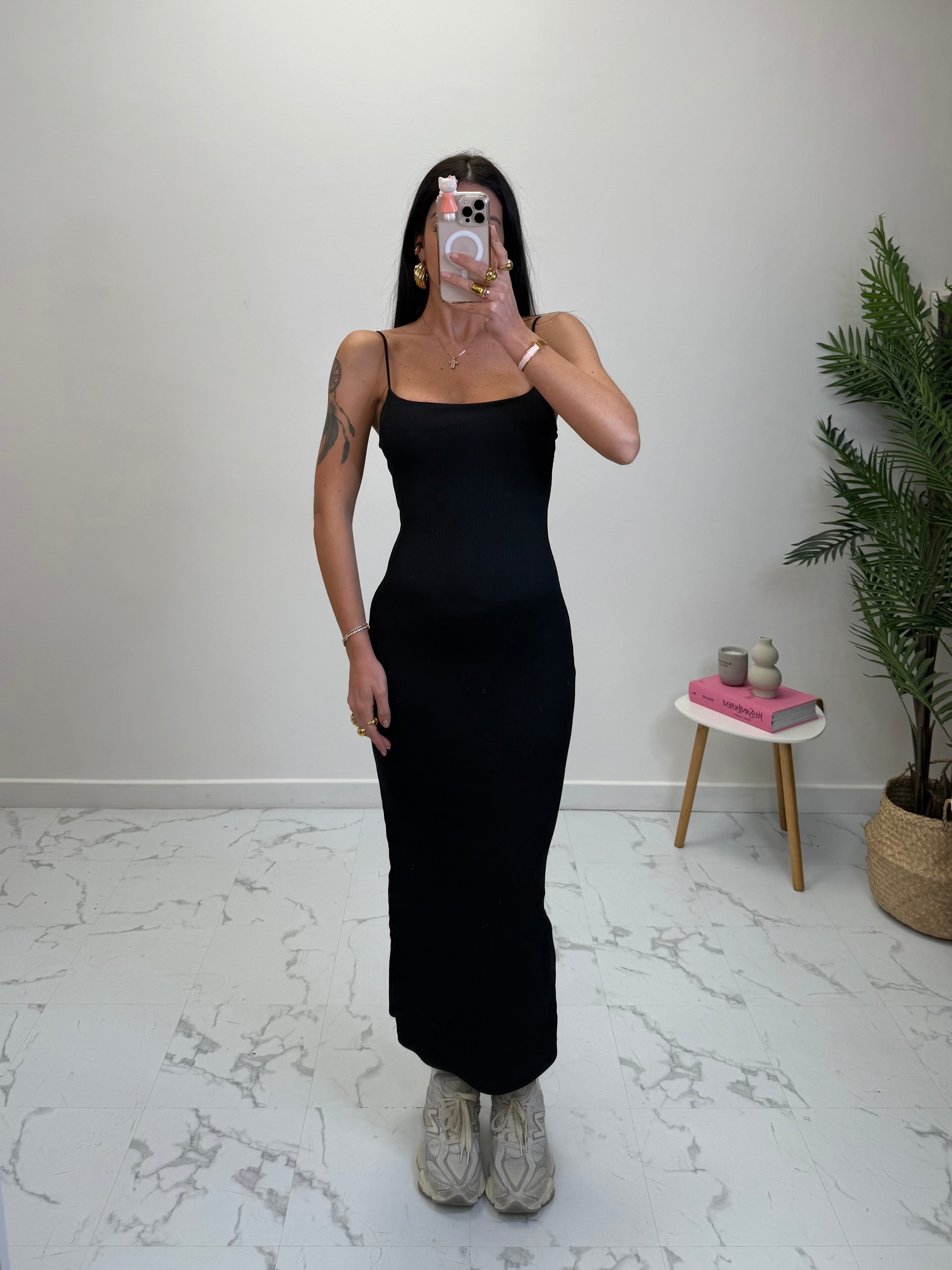 ABITO LUNGO A COSTINE CON COPPE E BRETELLINE-10440