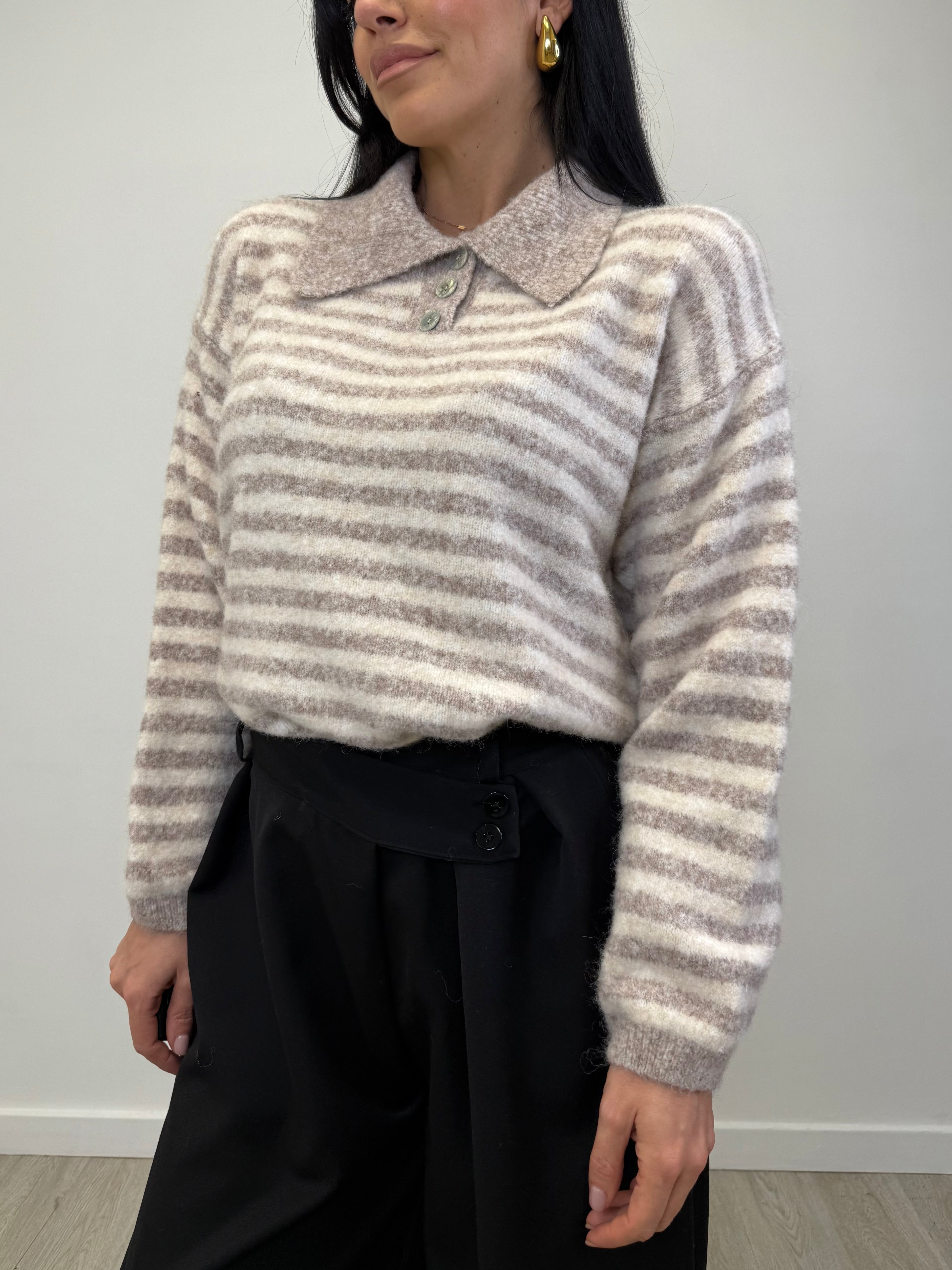 POLO MISTO LANA A RIGHE 33896