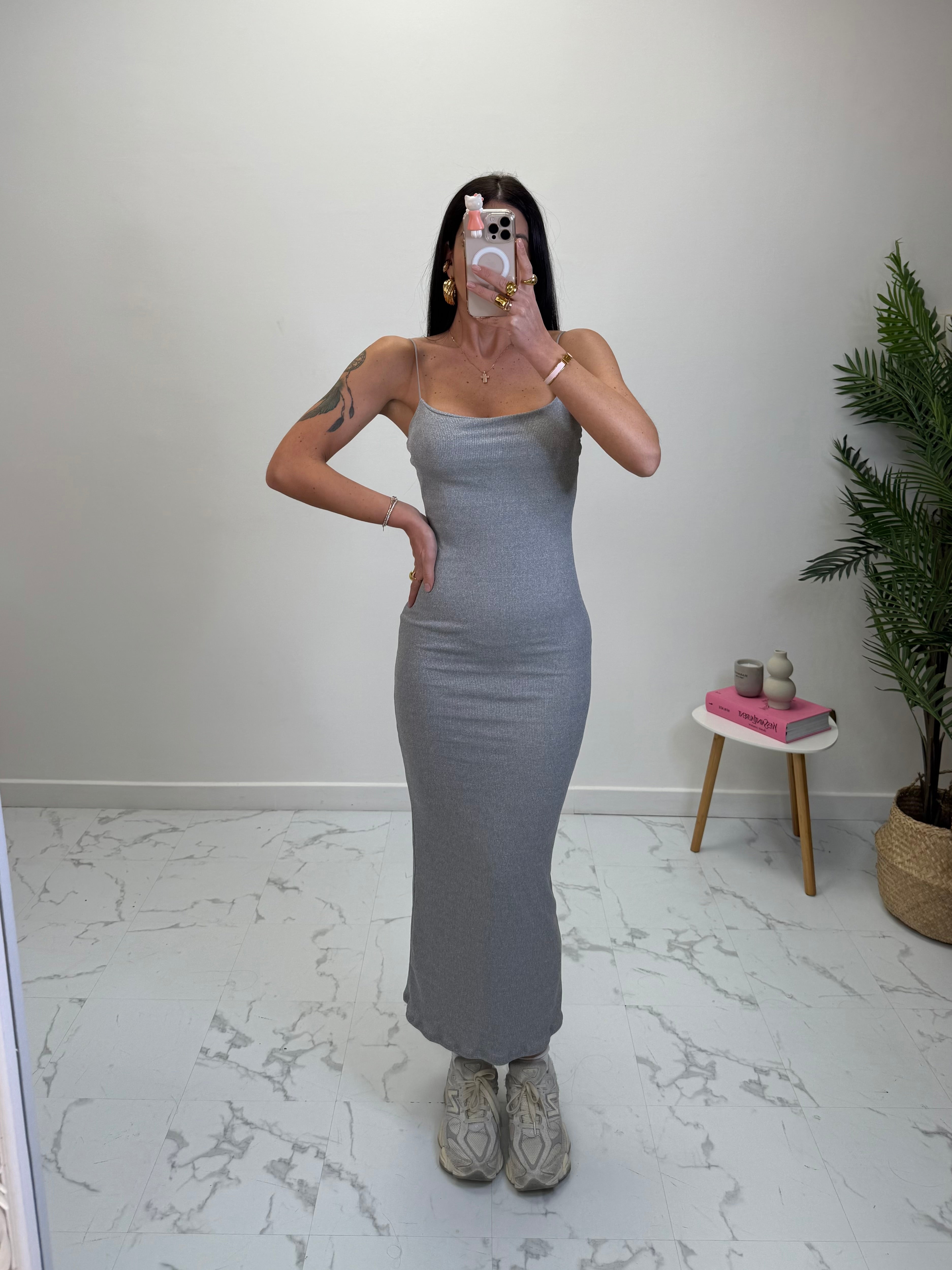 ABITO LUNGO A COSTINE CON COPPE E BRETELLINE-10440