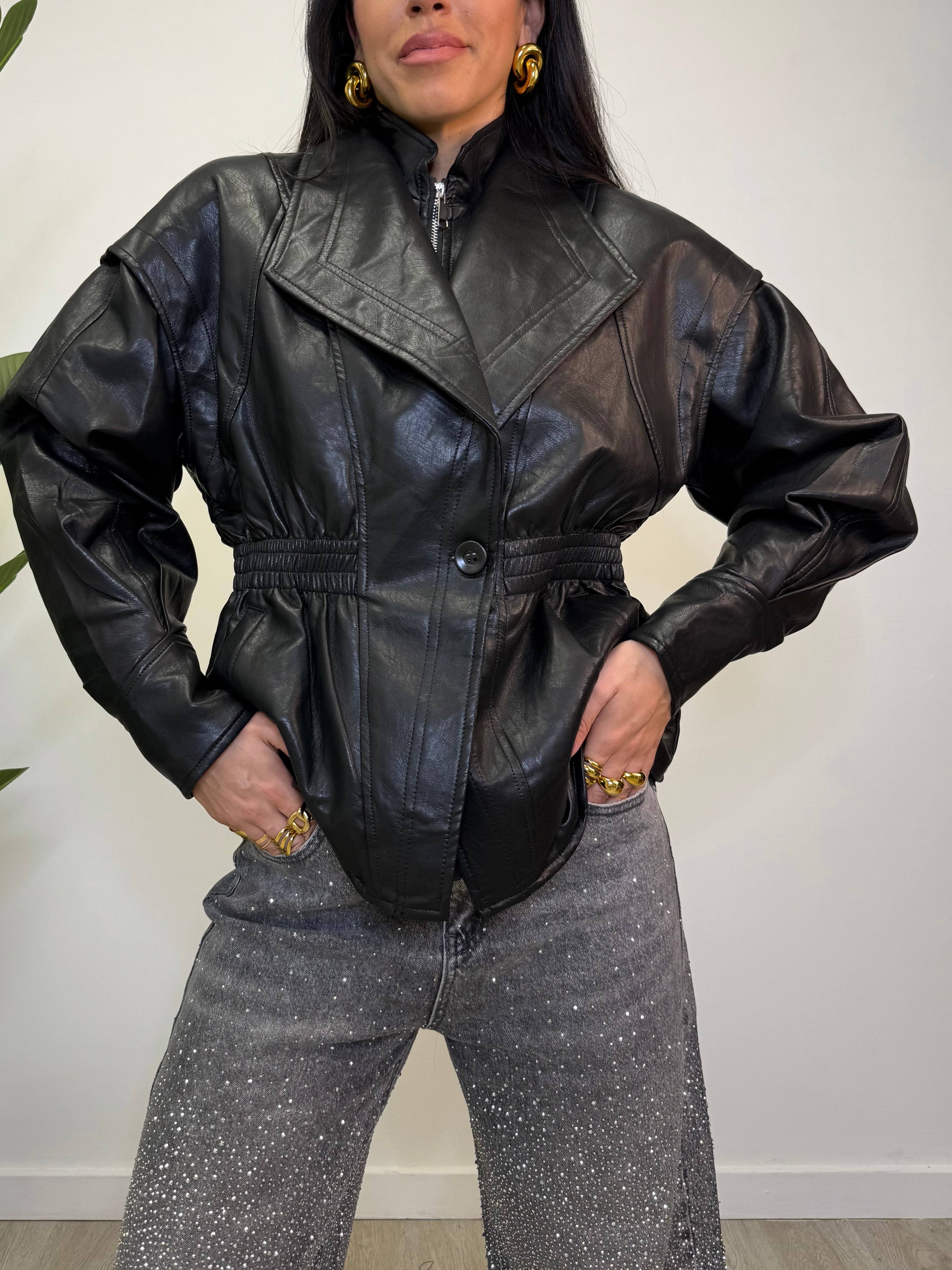 GIACCA CON ELASTICO EFFETTO PELLE 2462