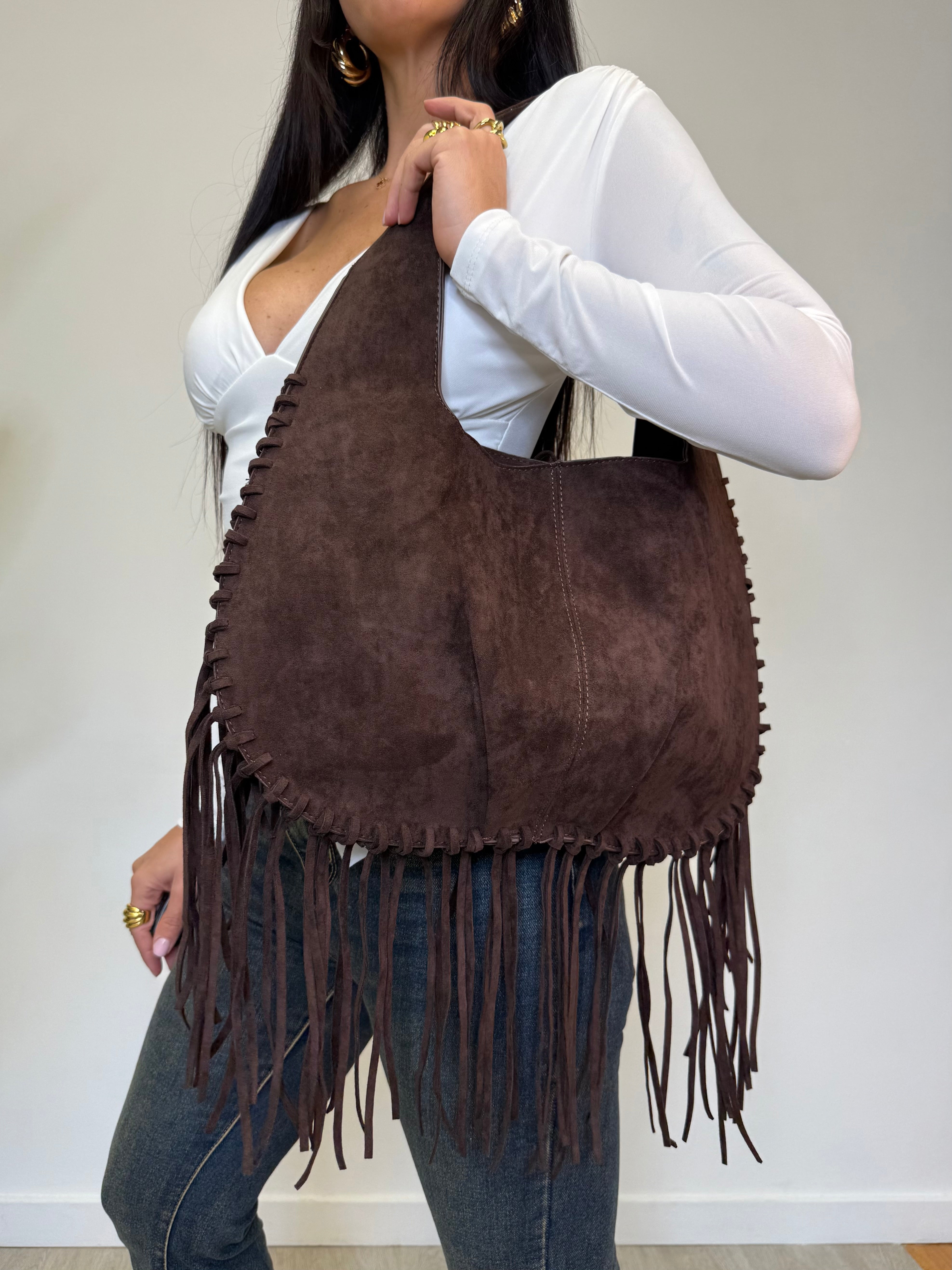 BAG CON FRANGE IN SUEDE 2318