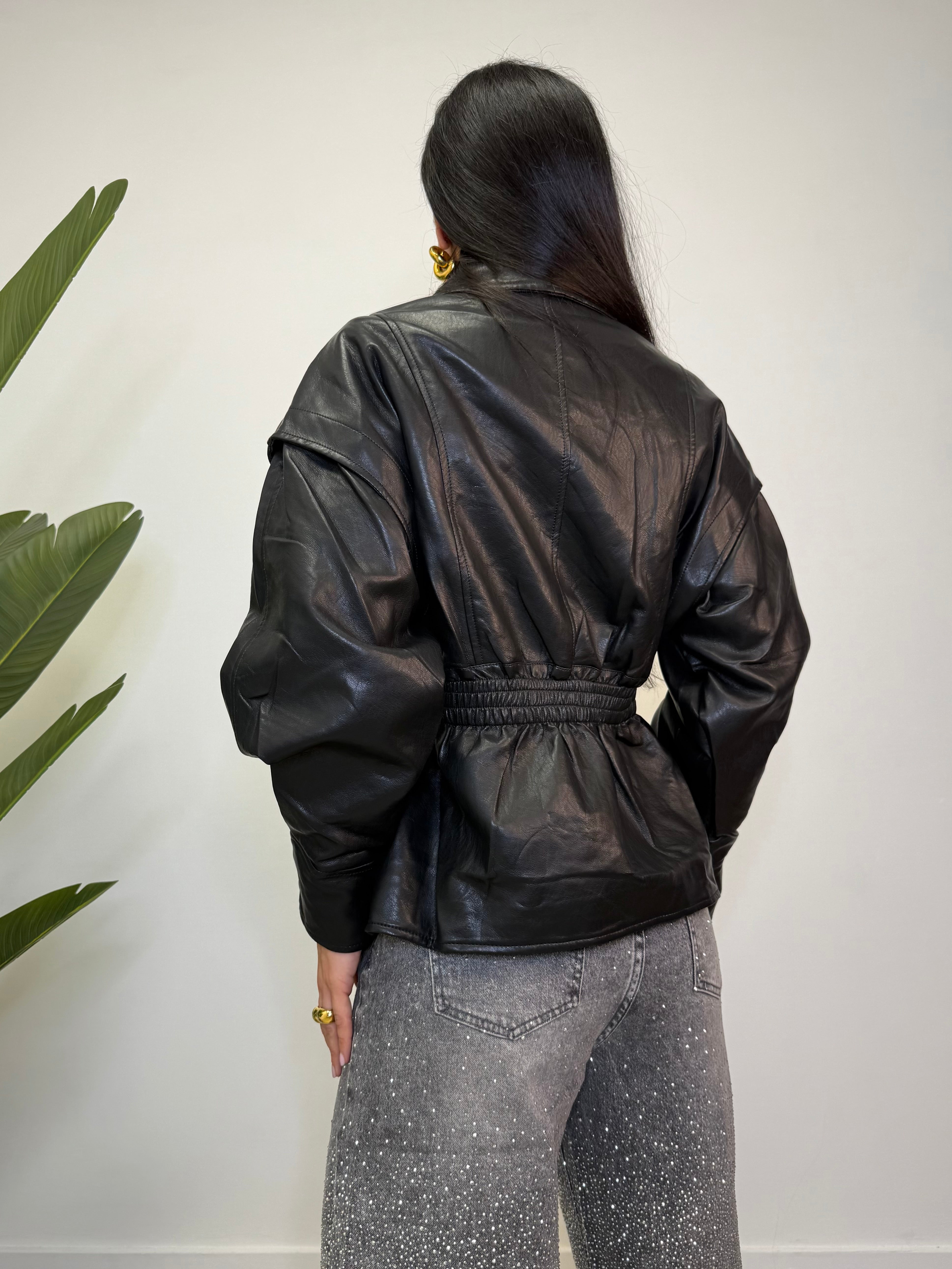 GIACCA CON ELASTICO EFFETTO PELLE 2462