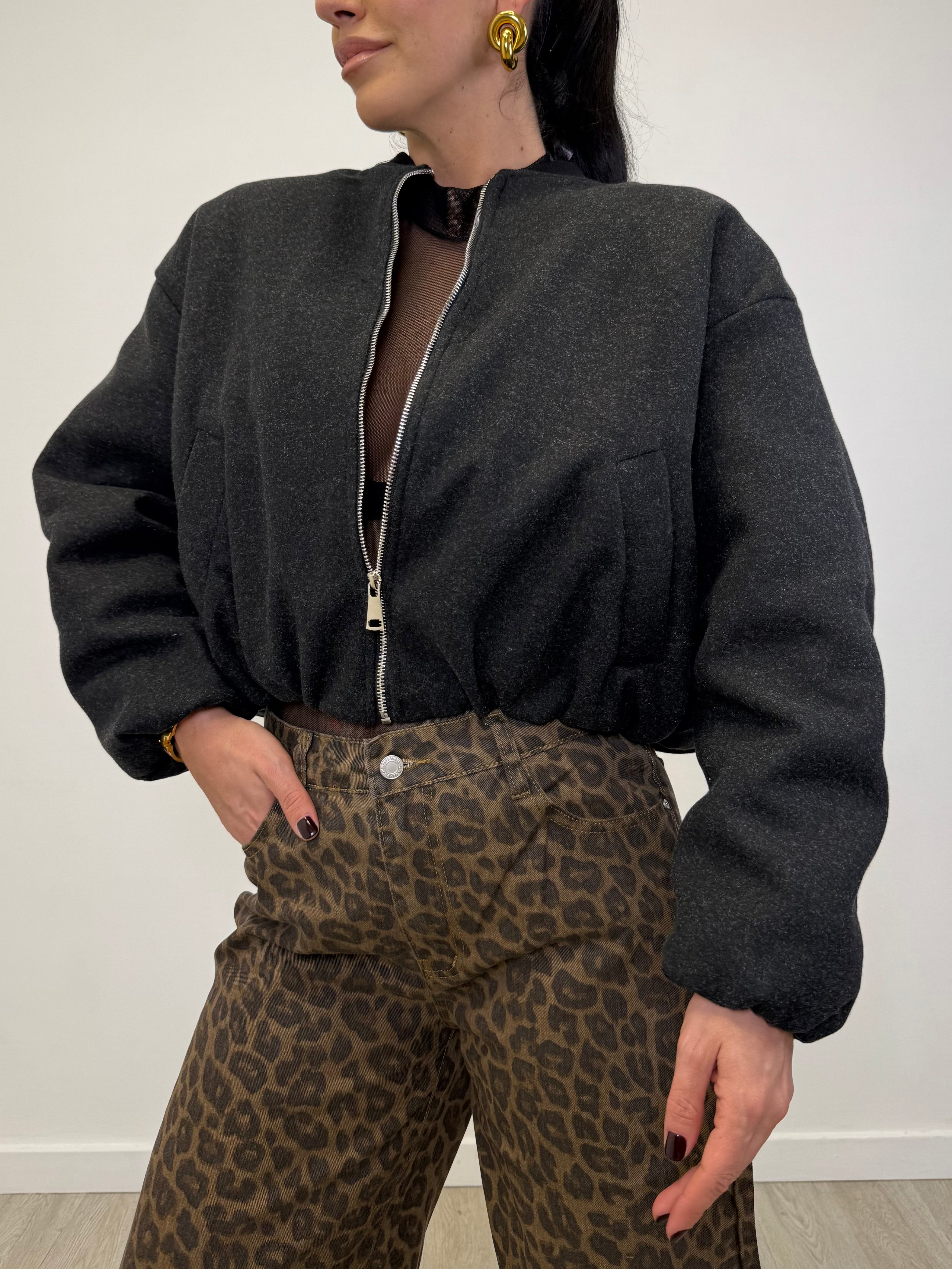 BOMBER PUFFER IN PANNO CON ZIP 6809