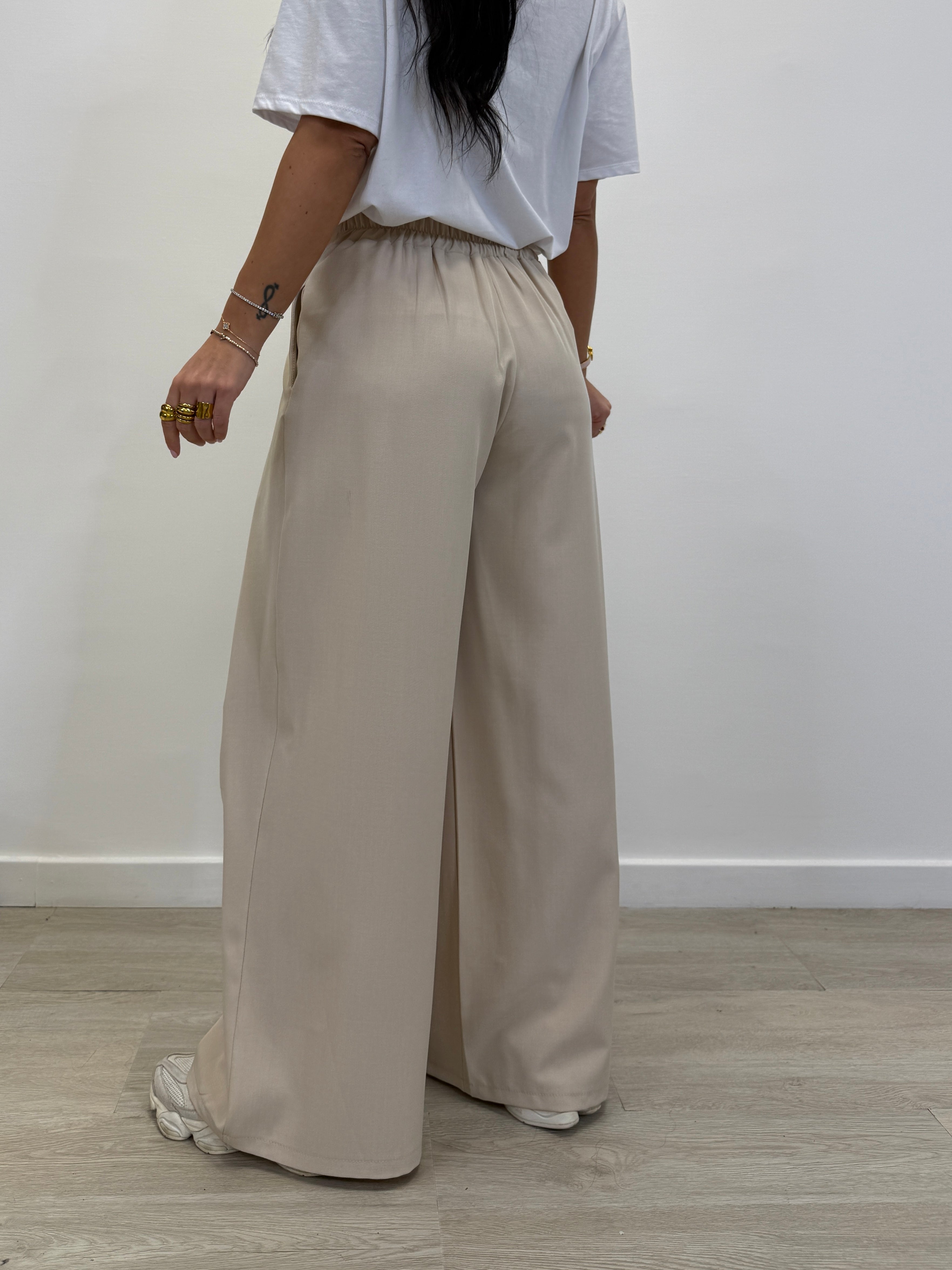 PANTALONE PALAZZO BAGGY CON PIENCES 30452