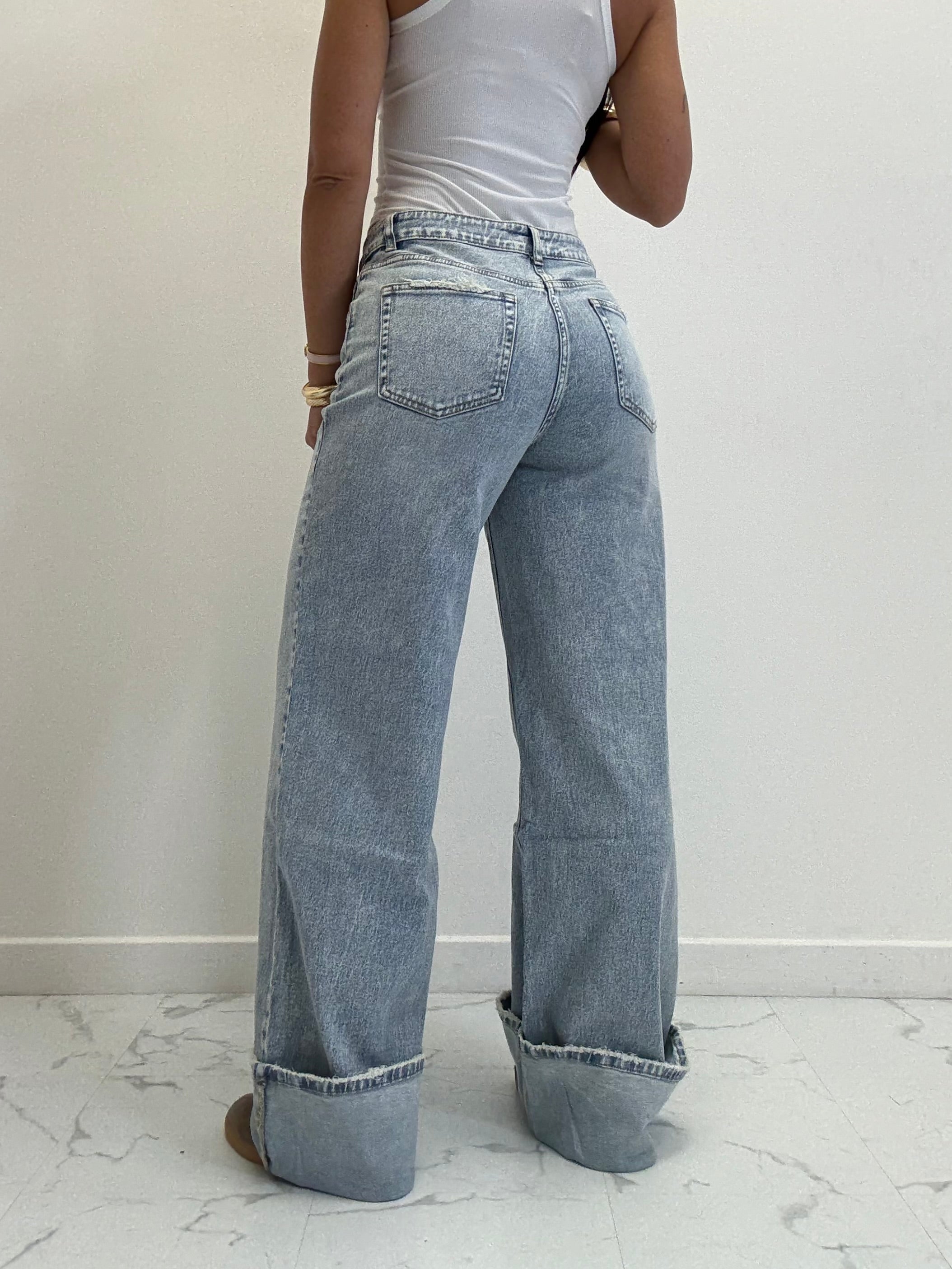 JEANS DENIM PALAZZO CON PIEGONE 3358