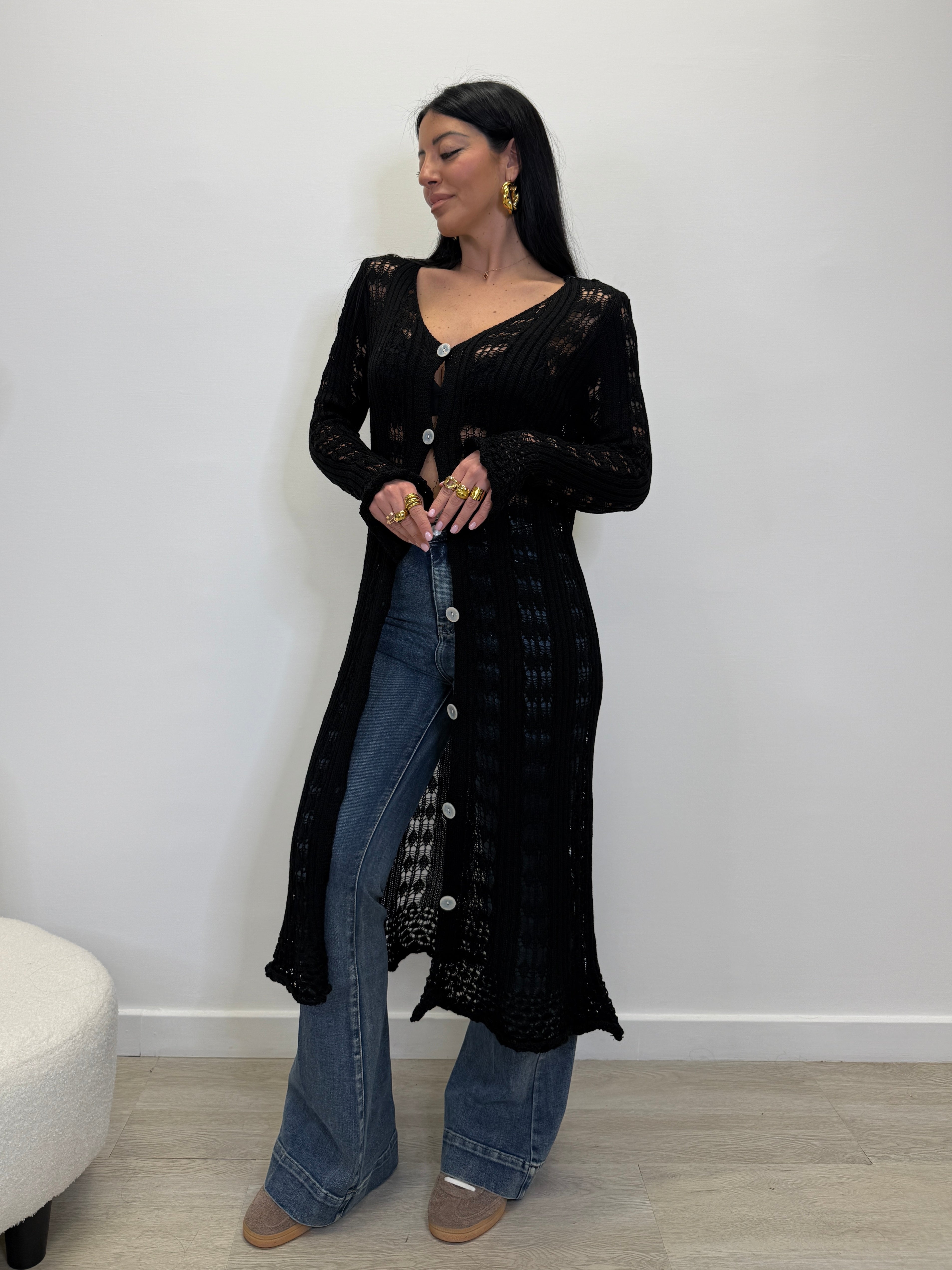 CARDIGAN LUNGO IN FILO 26099