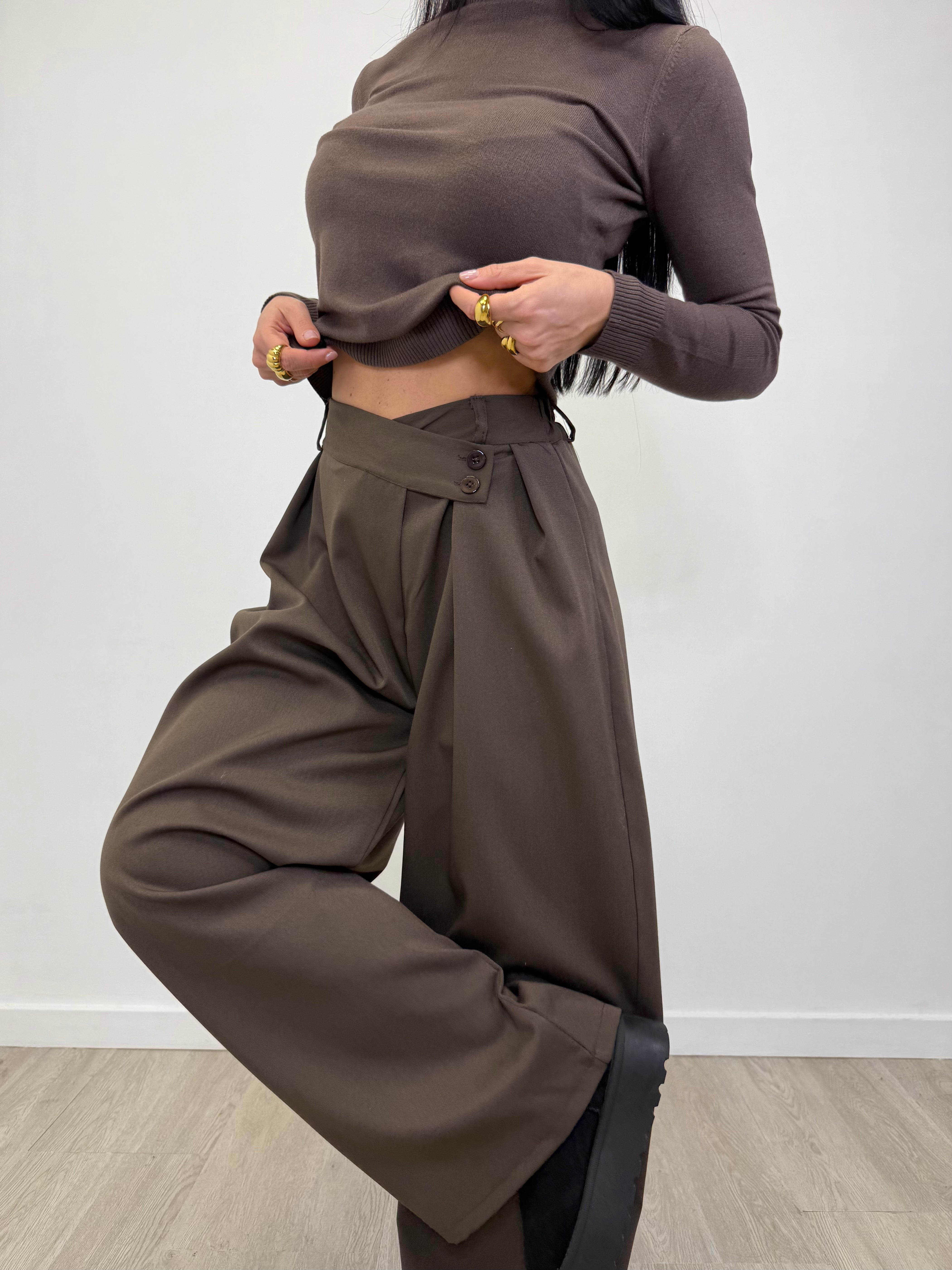 PANTALONE PALAZZO CON PINCES 9245