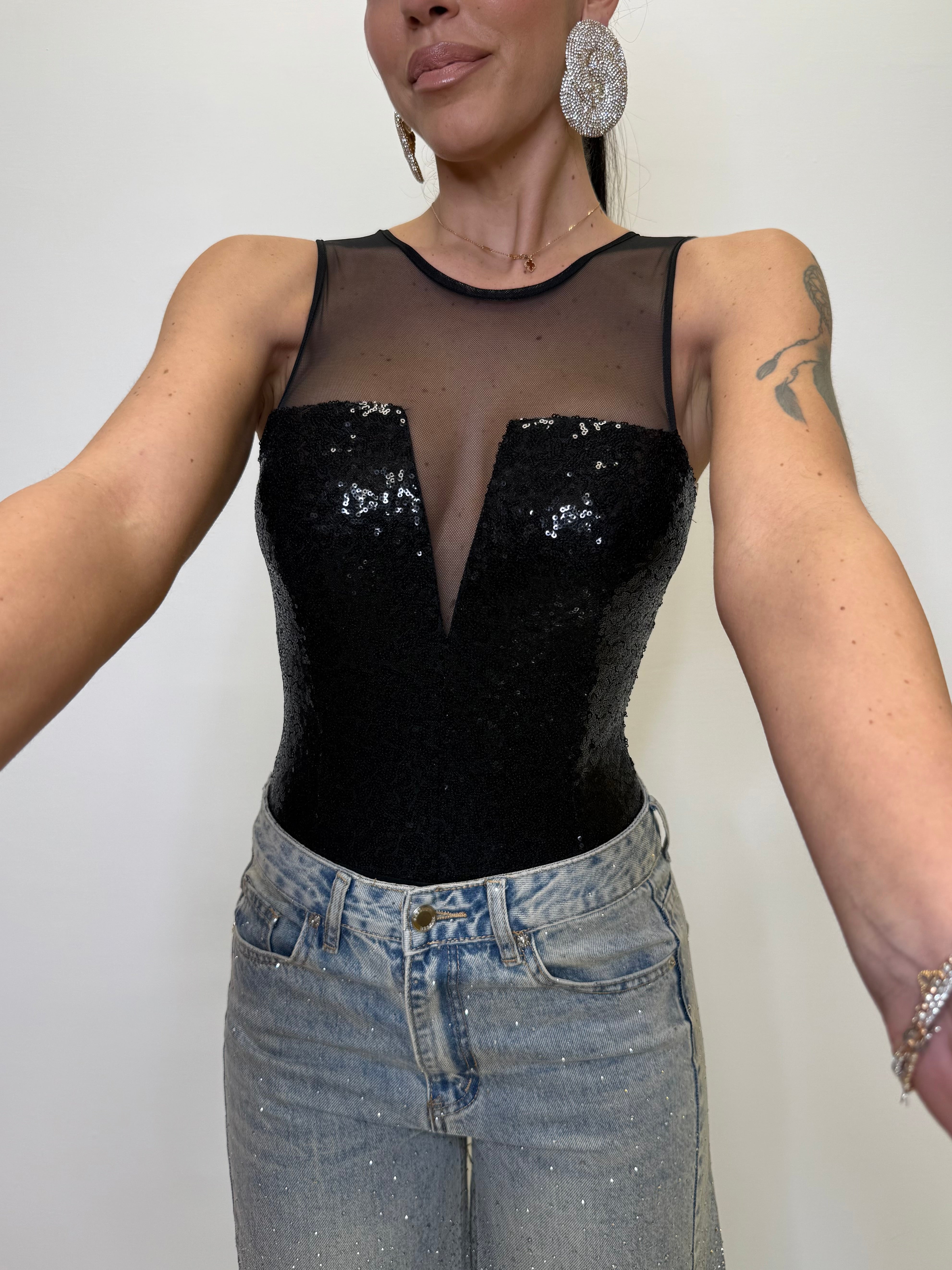 BODY PAILLETTES E VELO 1443