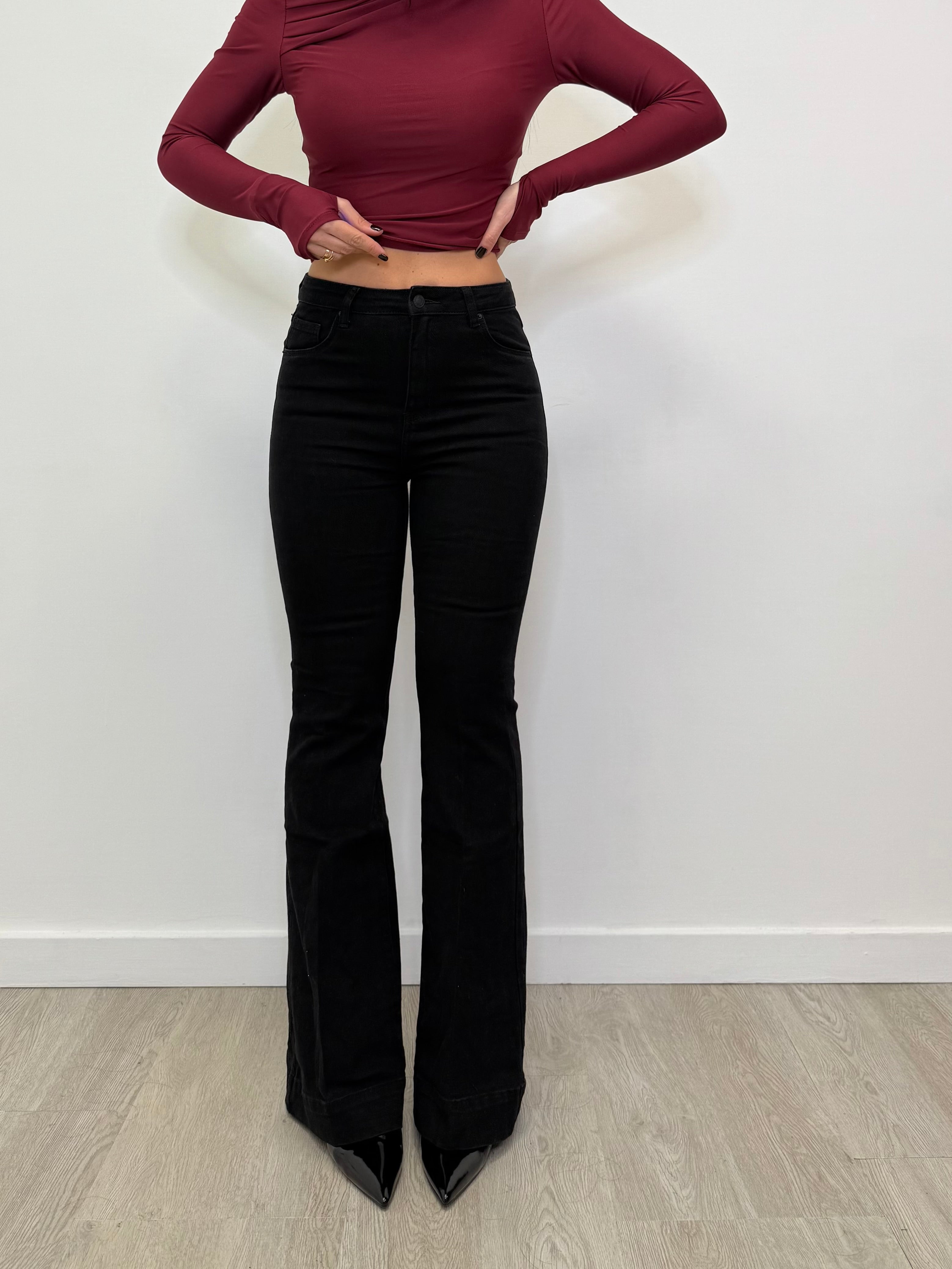 JEANS A ZAMPA NERO 8918