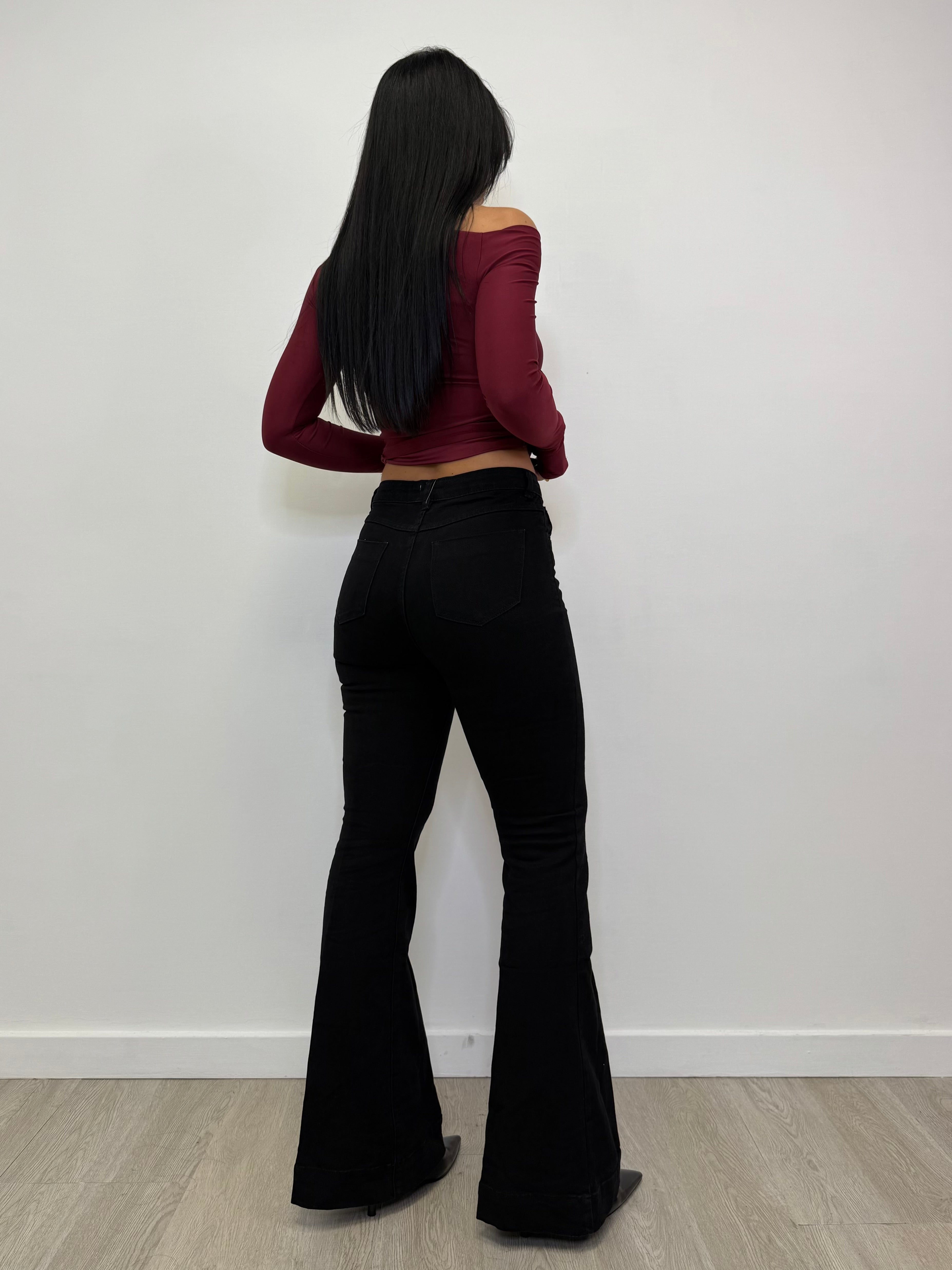 JEANS A ZAMPA NERO 8918