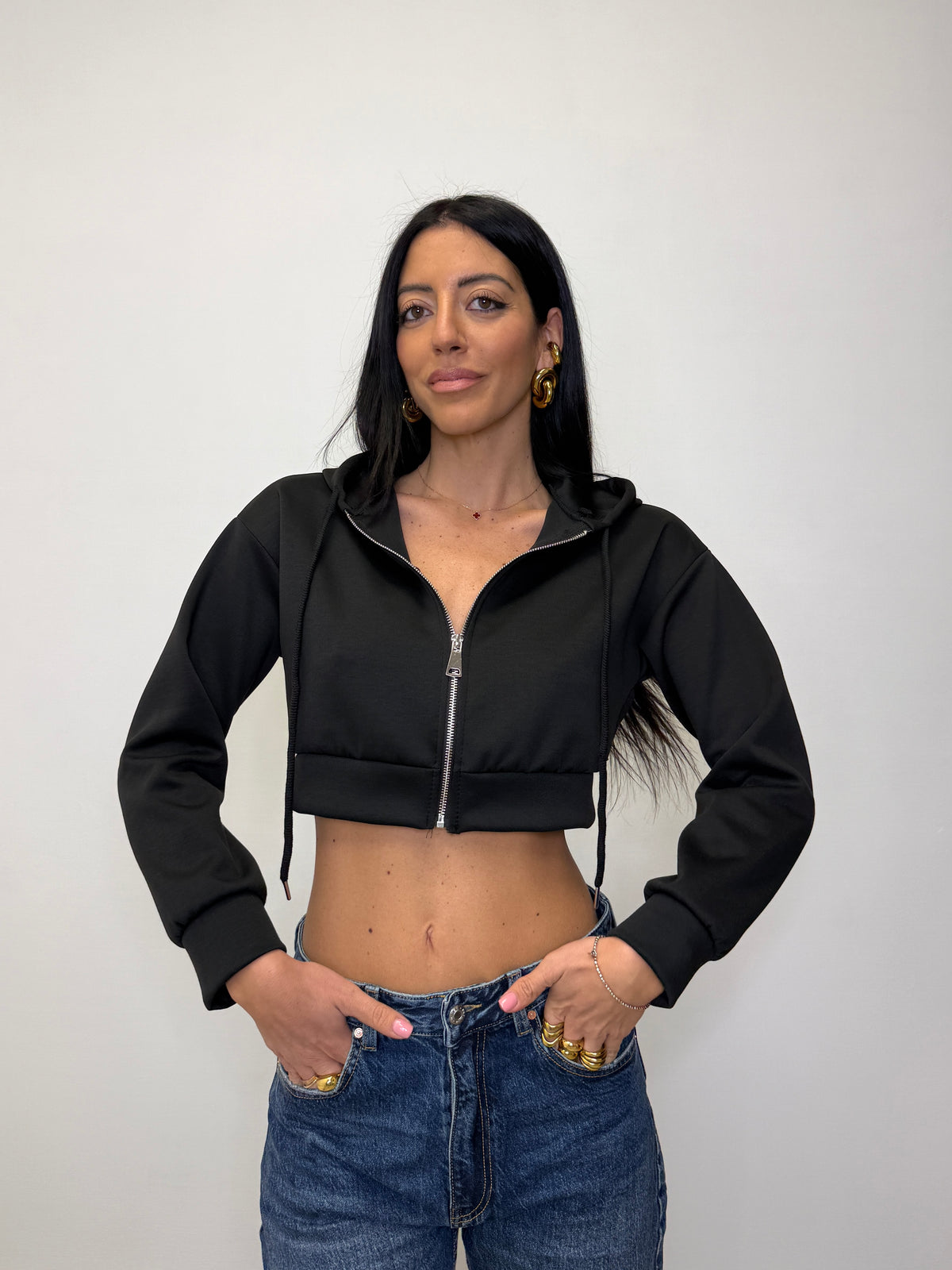 FELPA CROP CON ZIP 5586