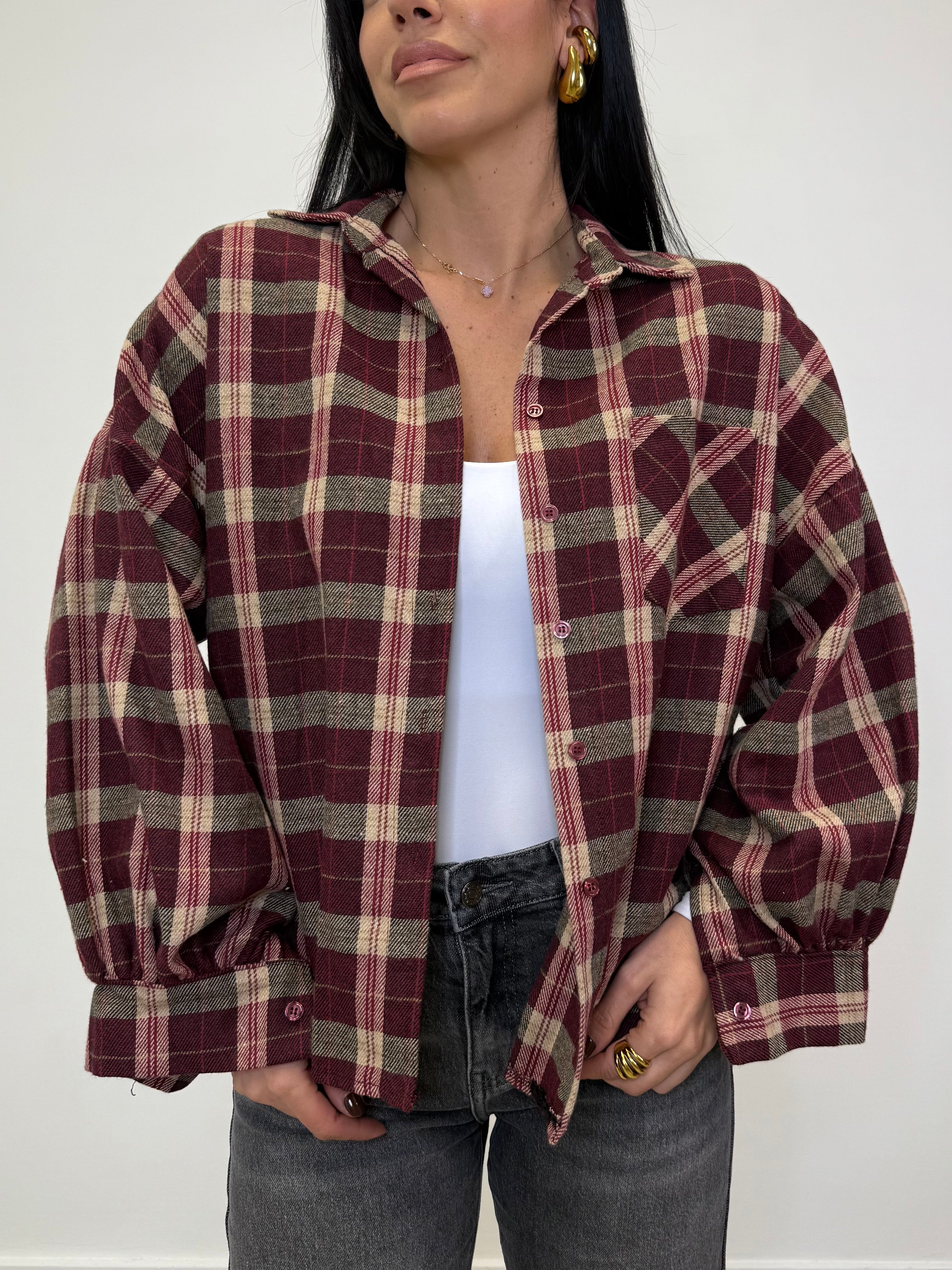 CAMICIA QUADRI BORDEAUX 24616