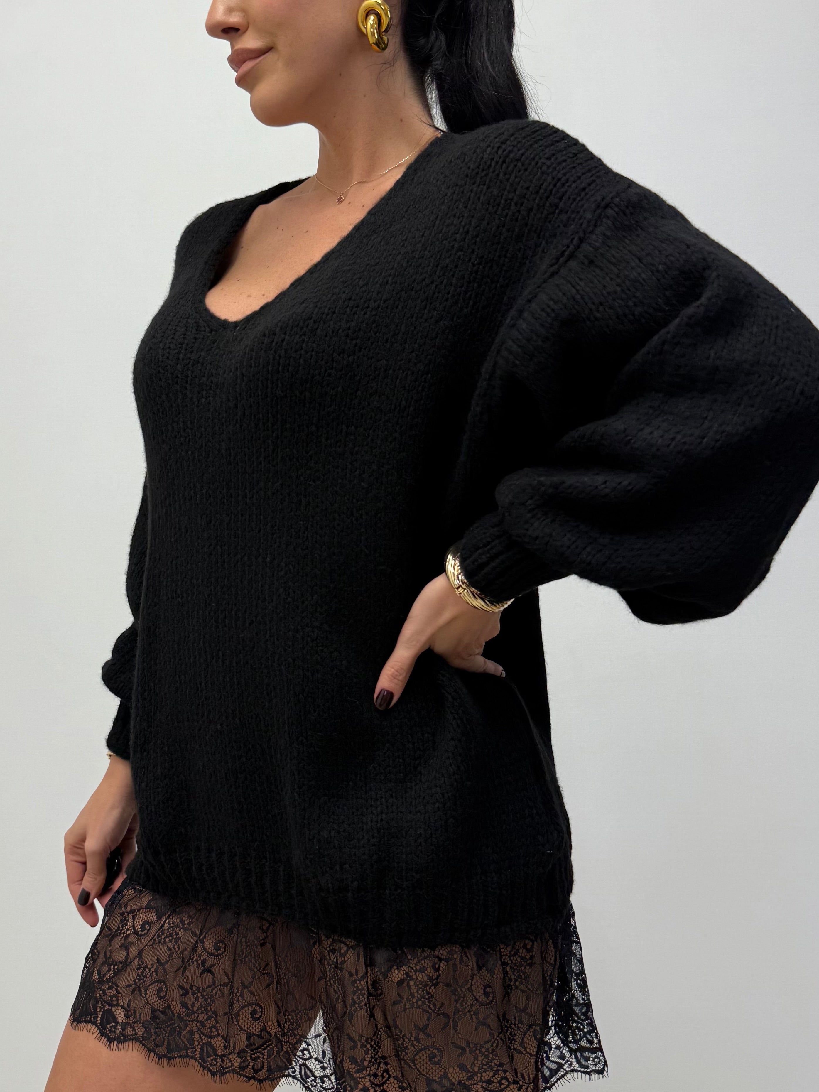 MAXI PULL CON INSERTI IN PIZZO 3368