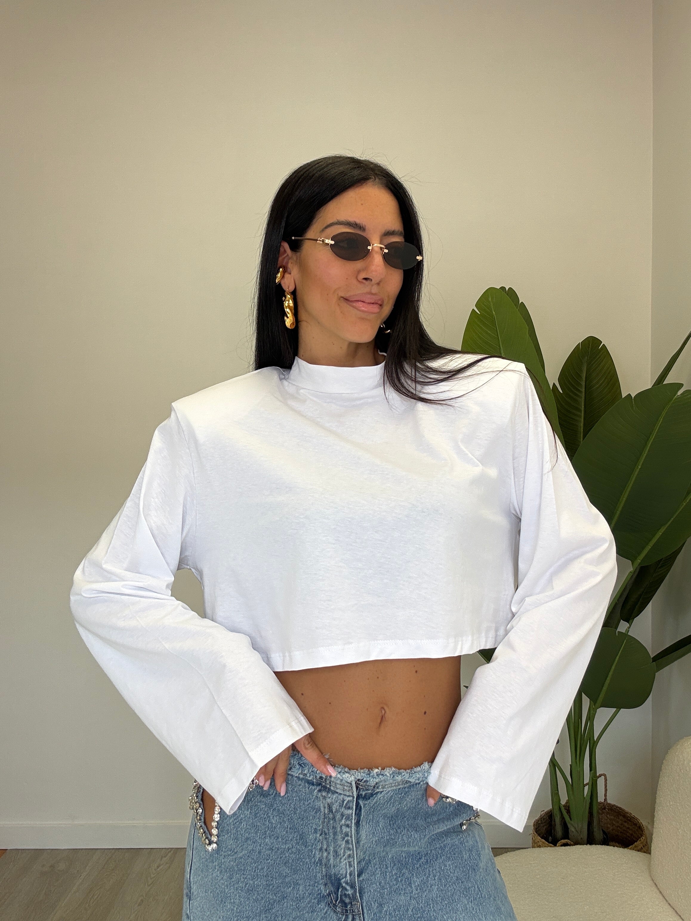 MAGLIA CROP CON SPALLINE 02703