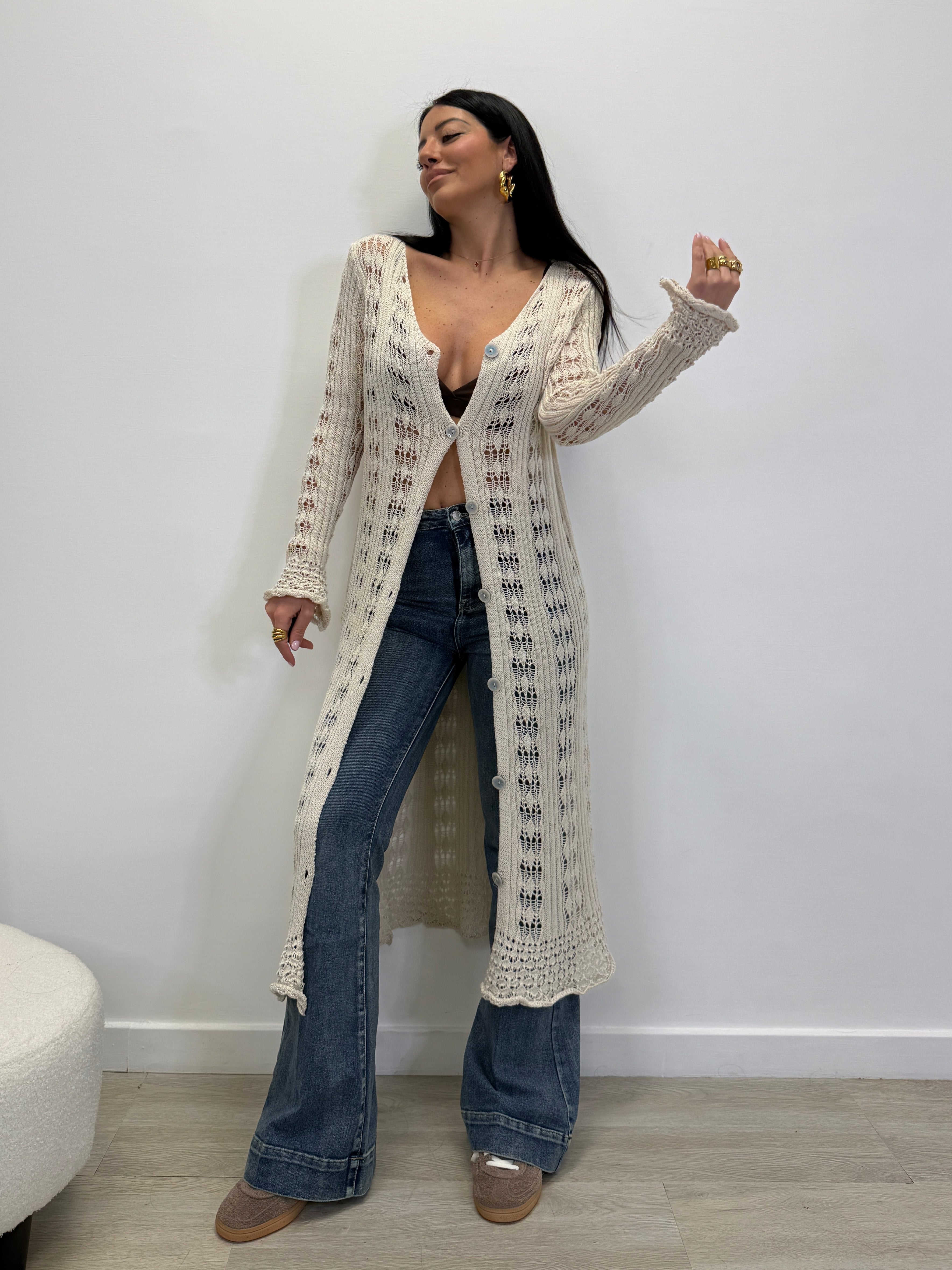 CARDIGAN LUNGO IN FILO 26099