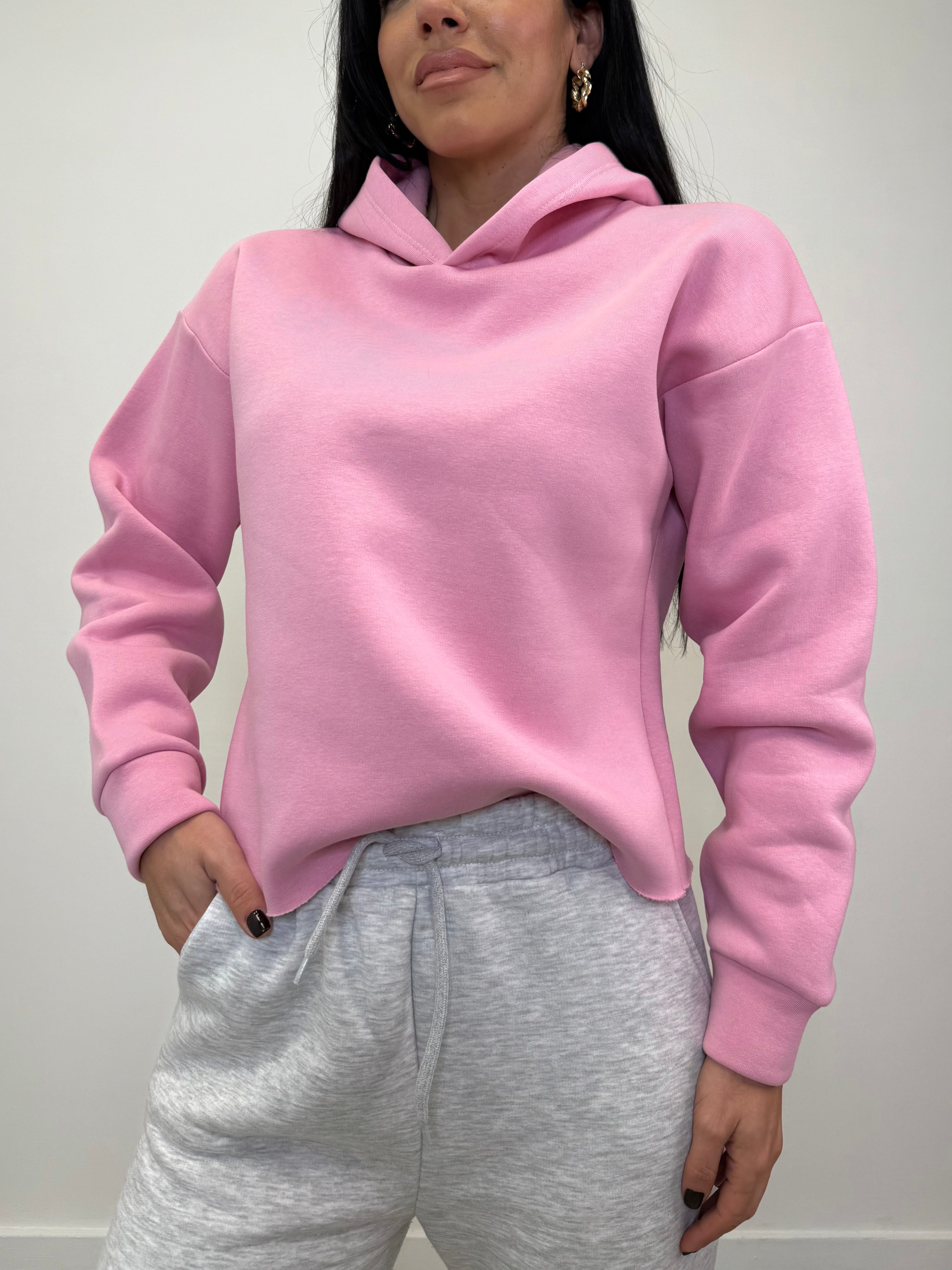 FELPA CON CAPPUCCIO TAGLIO VIVO 9907