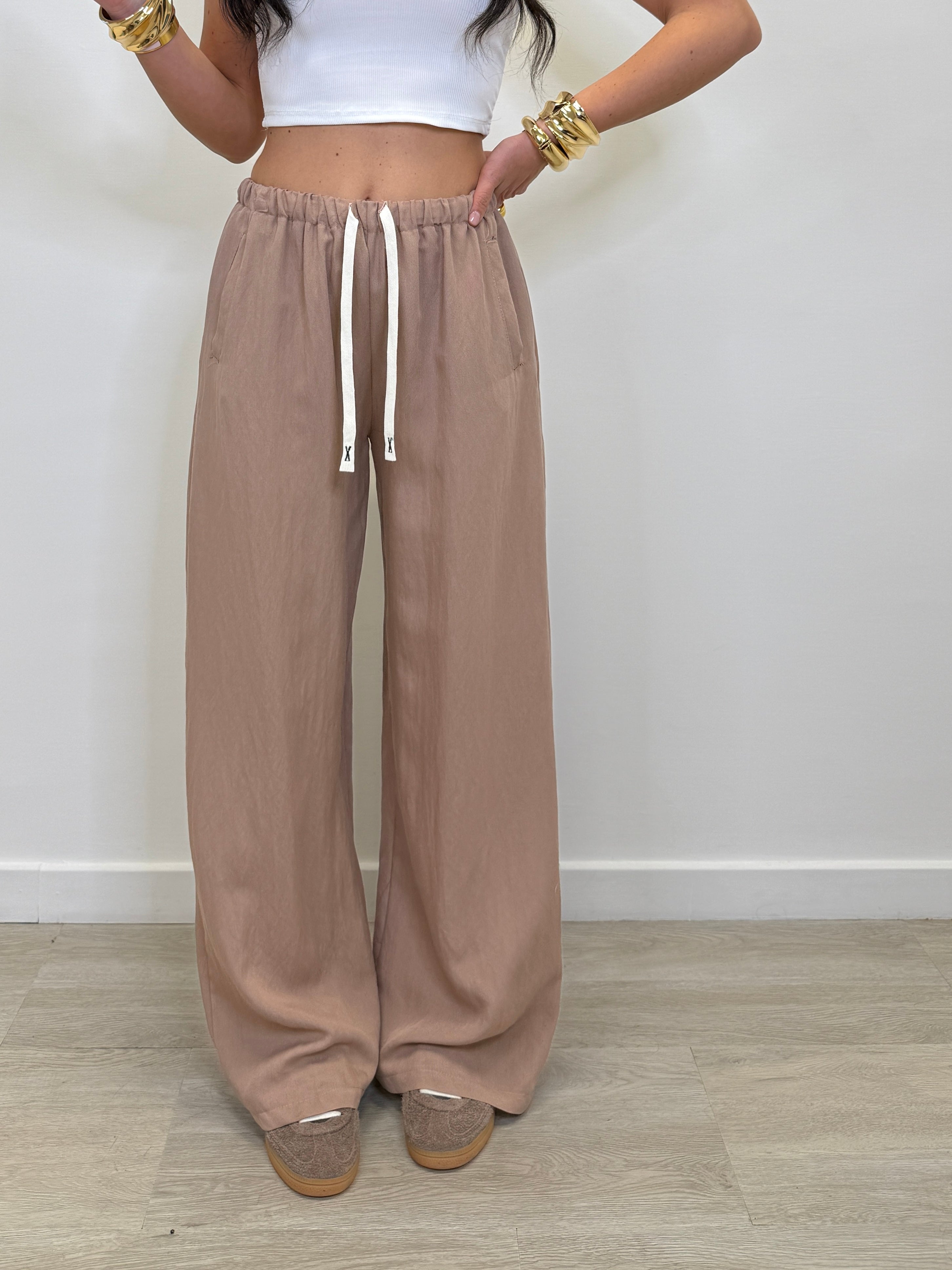PANTALONE PALAZZO EFFETTO LINO 5986