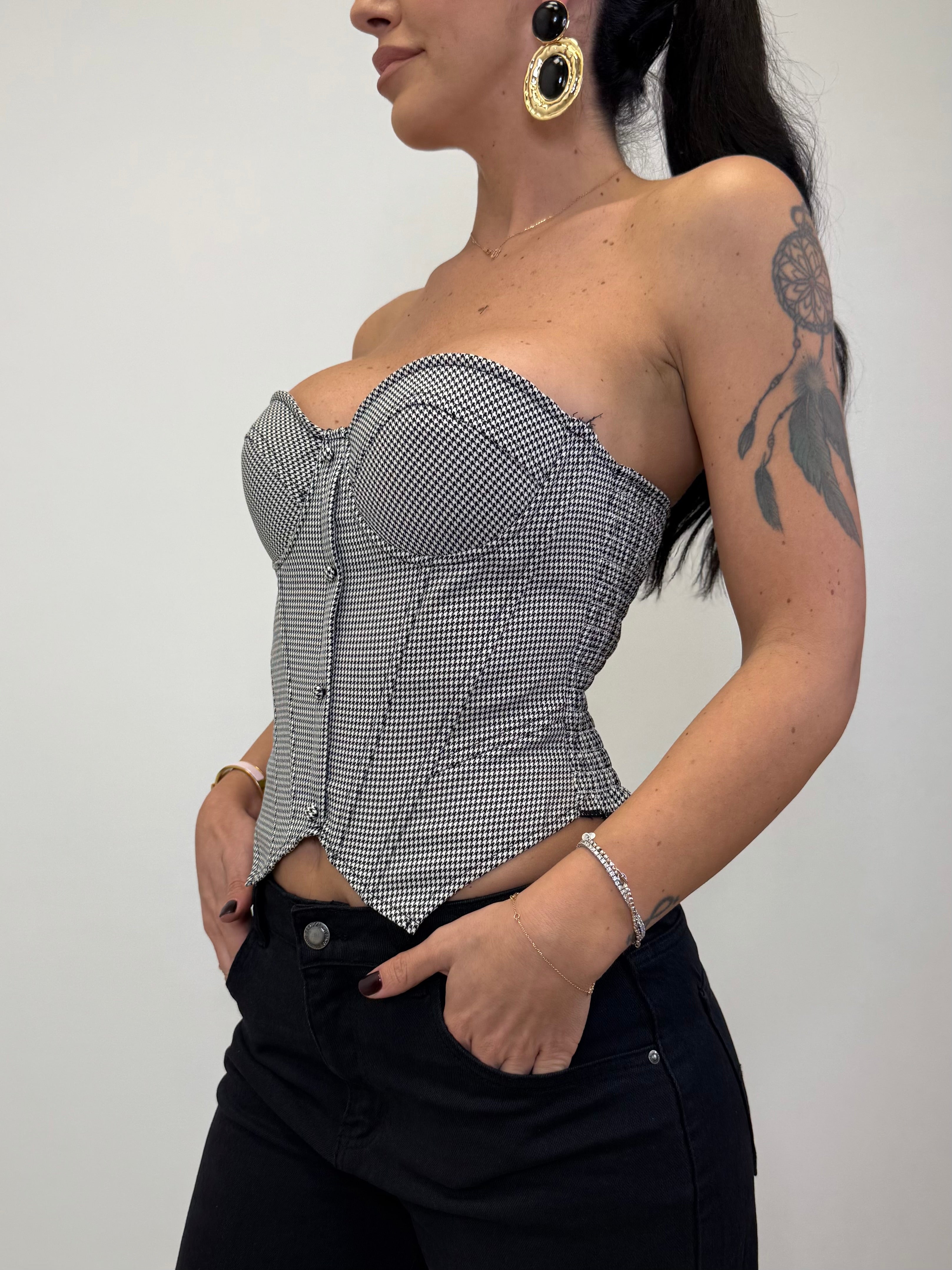 BUSTINO MICRO PIED DE POULE 2612