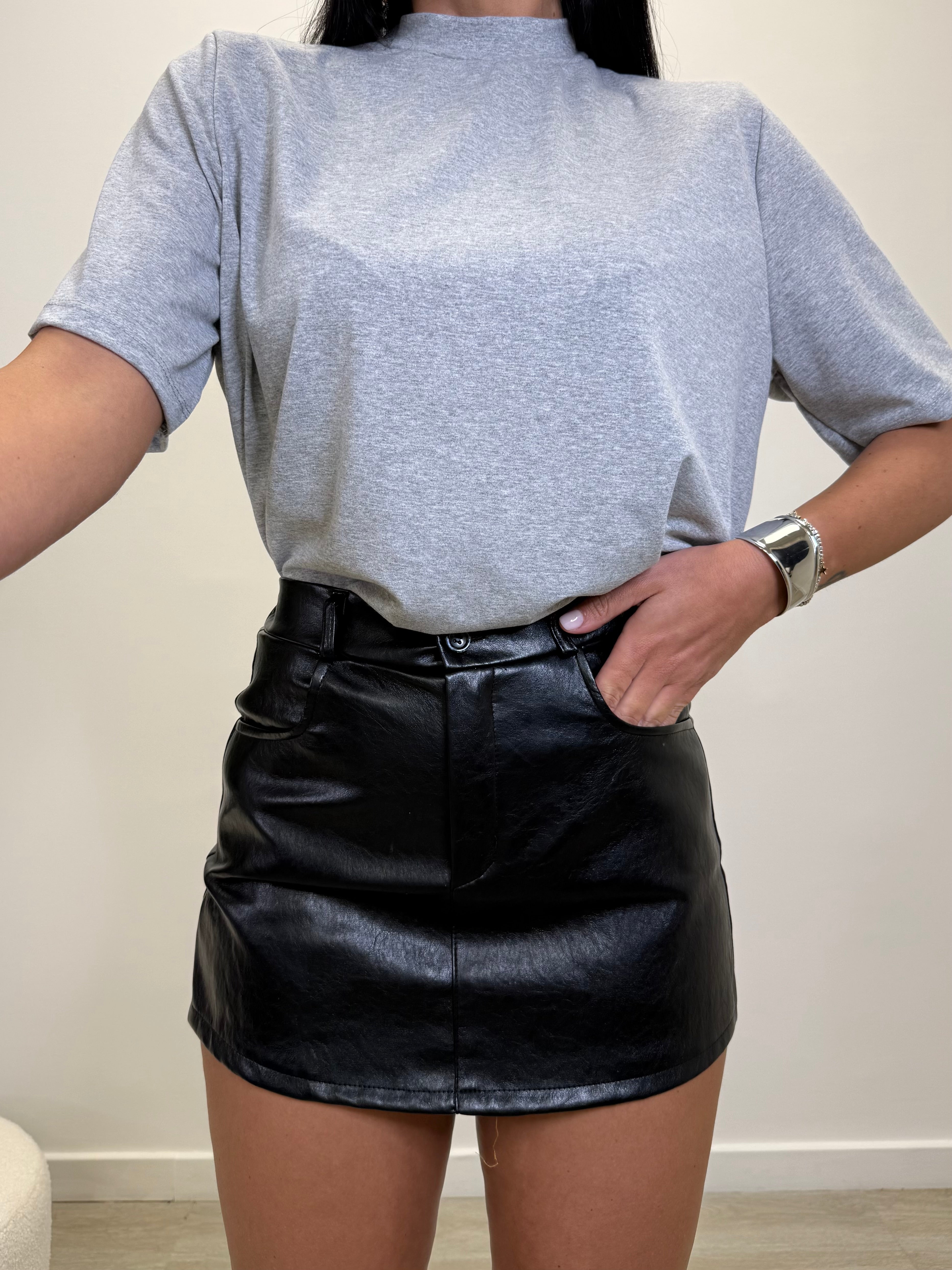 PANTA GONNA EFFETTO PELLE 45659