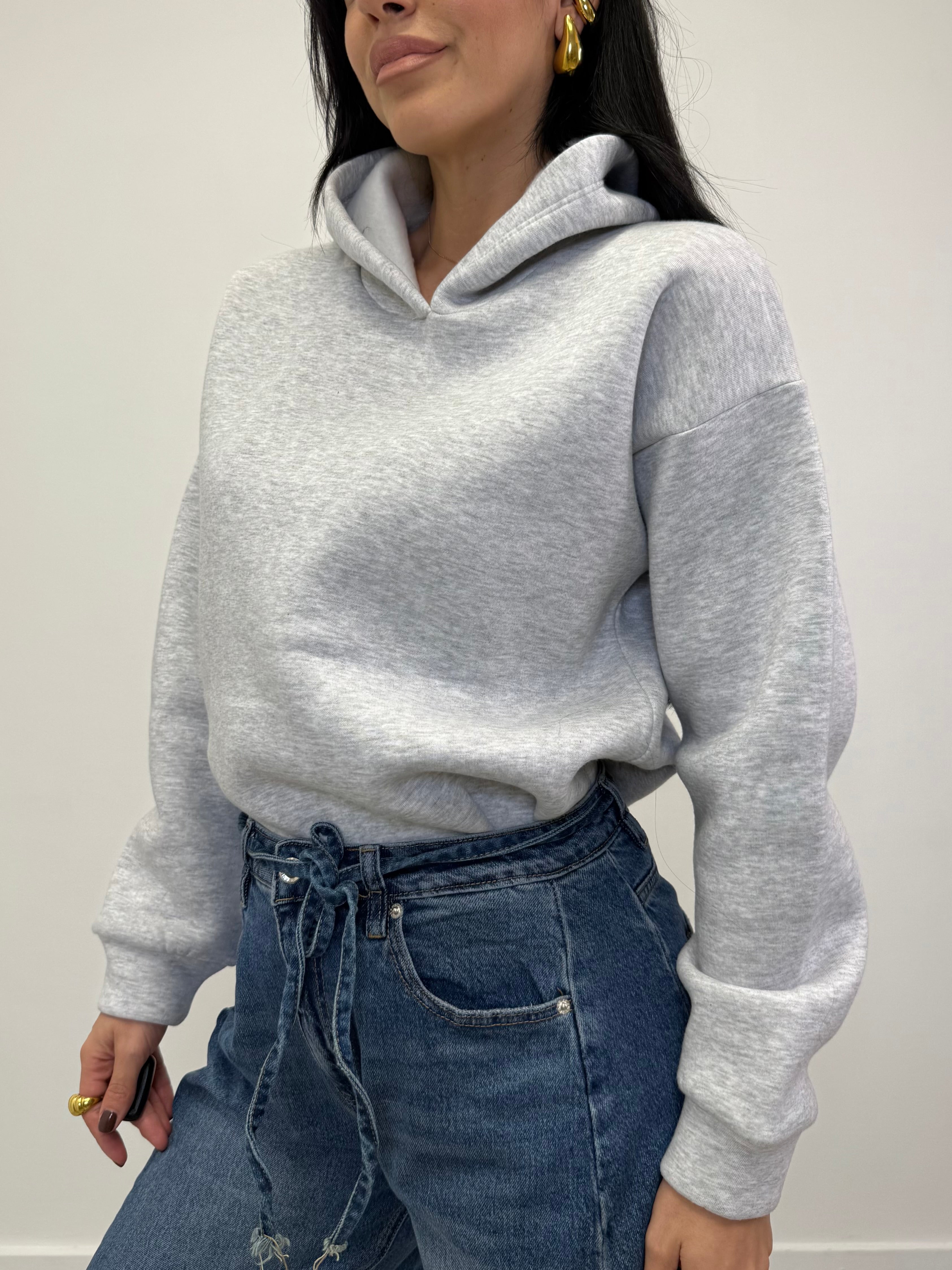 FELPA CON CAPPUCCIO TAGLIO VIVO 9907