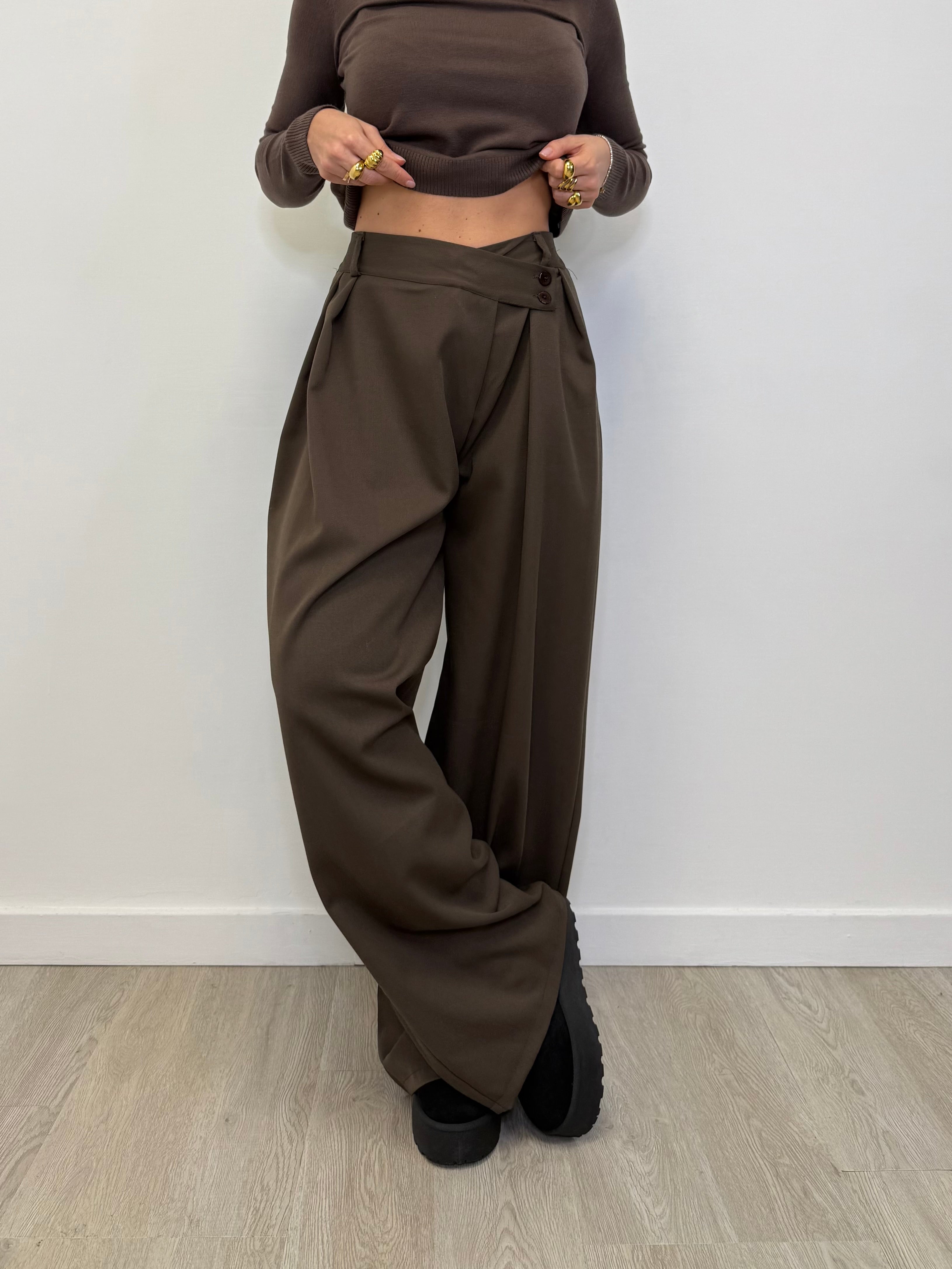 PANTALONE PALAZZO CON PINCES 9245