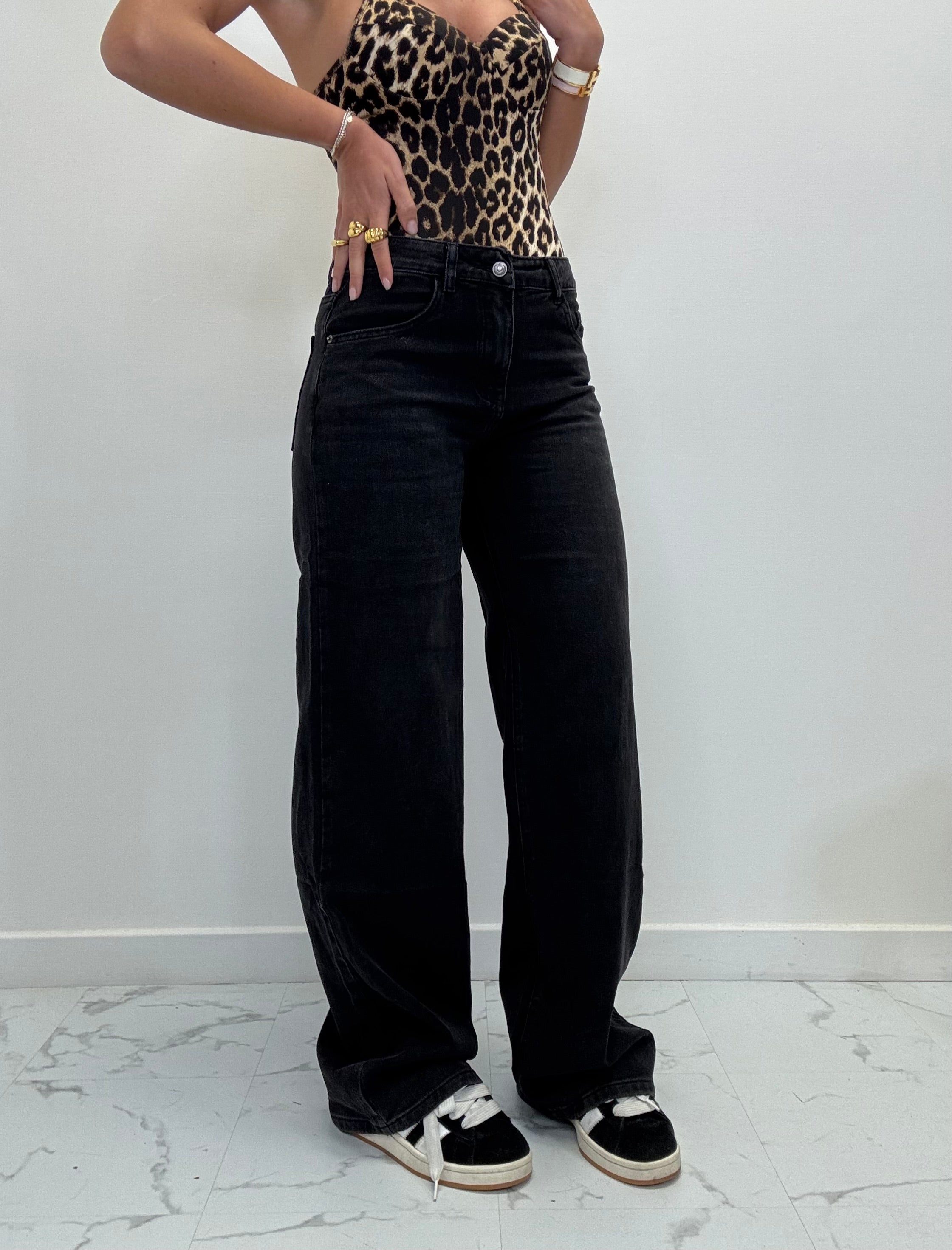 JEANS NERO PALAZZO 627-ST