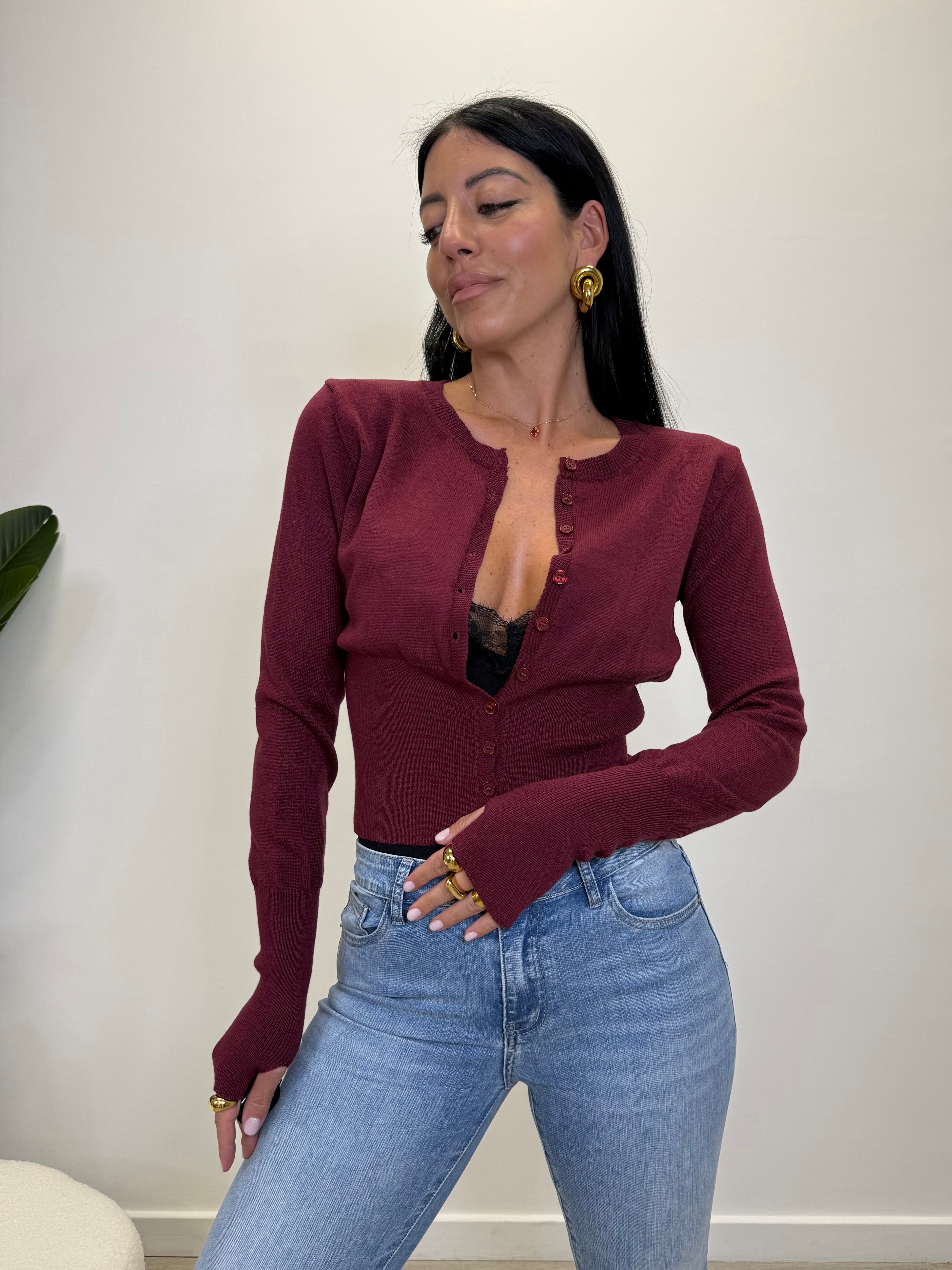 CARDIGAN CON MANICA A GUANTO 26122