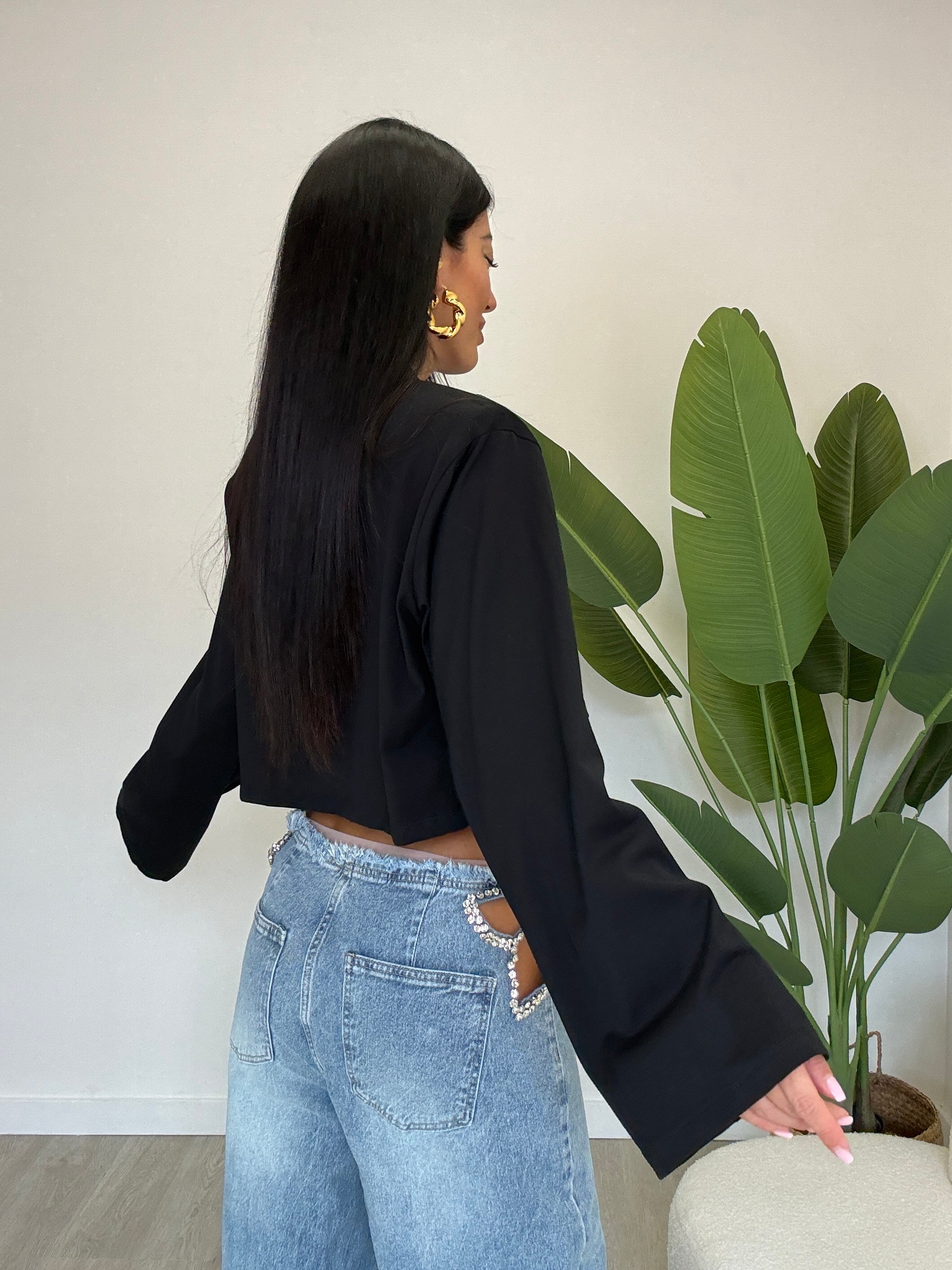 MAGLIA CROP CON SPALLINE 02703