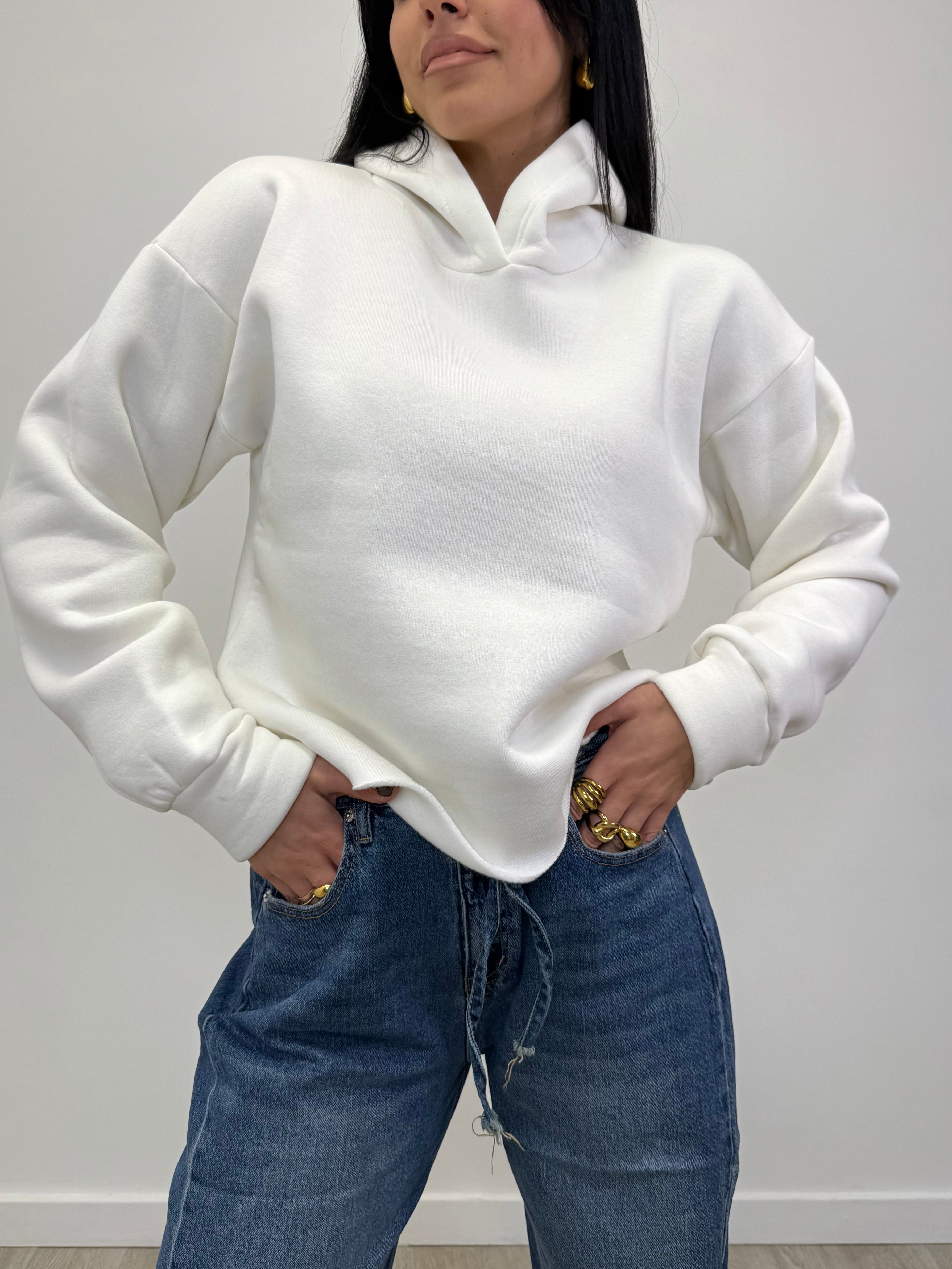 FELPA CON CAPPUCCIO TAGLIO VIVO 9907