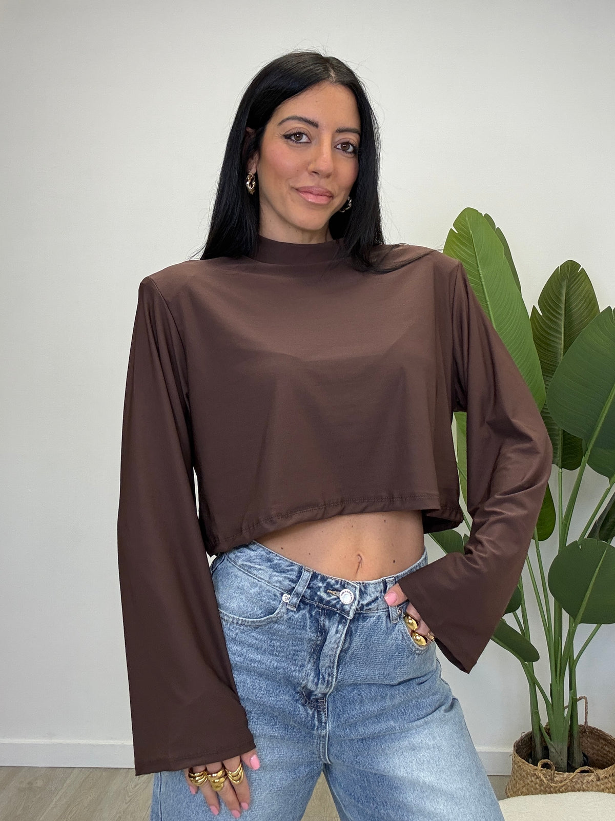 MAGLIA CROP IN LYCRA CON SPALLINE 16815