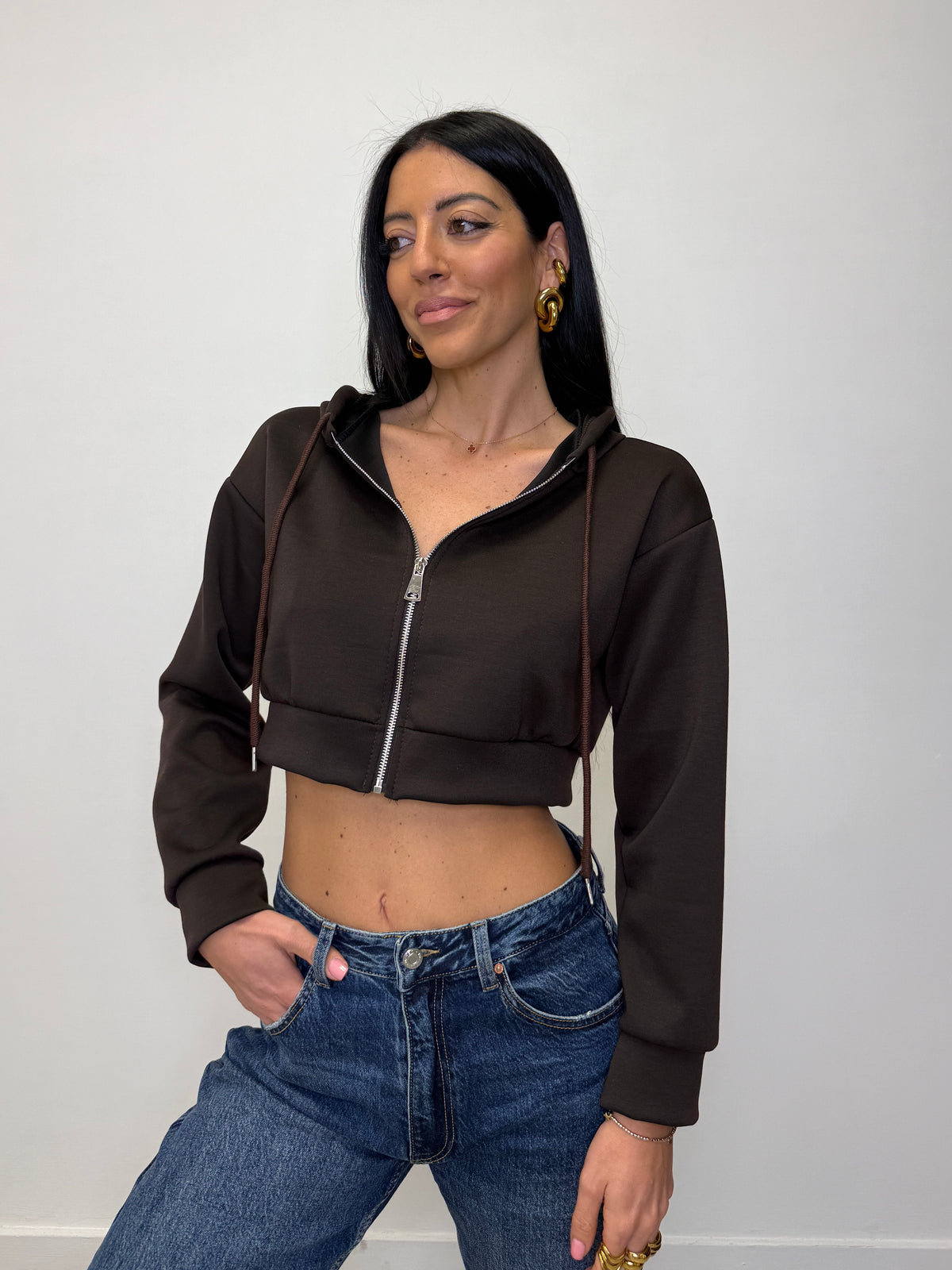 FELPA CROP CON ZIP 5586