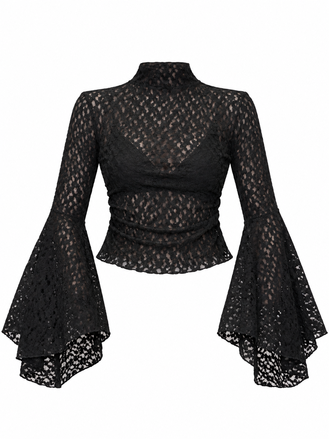 BLUSA IN PIZZI CON MANICHE A CAMPANA 39366