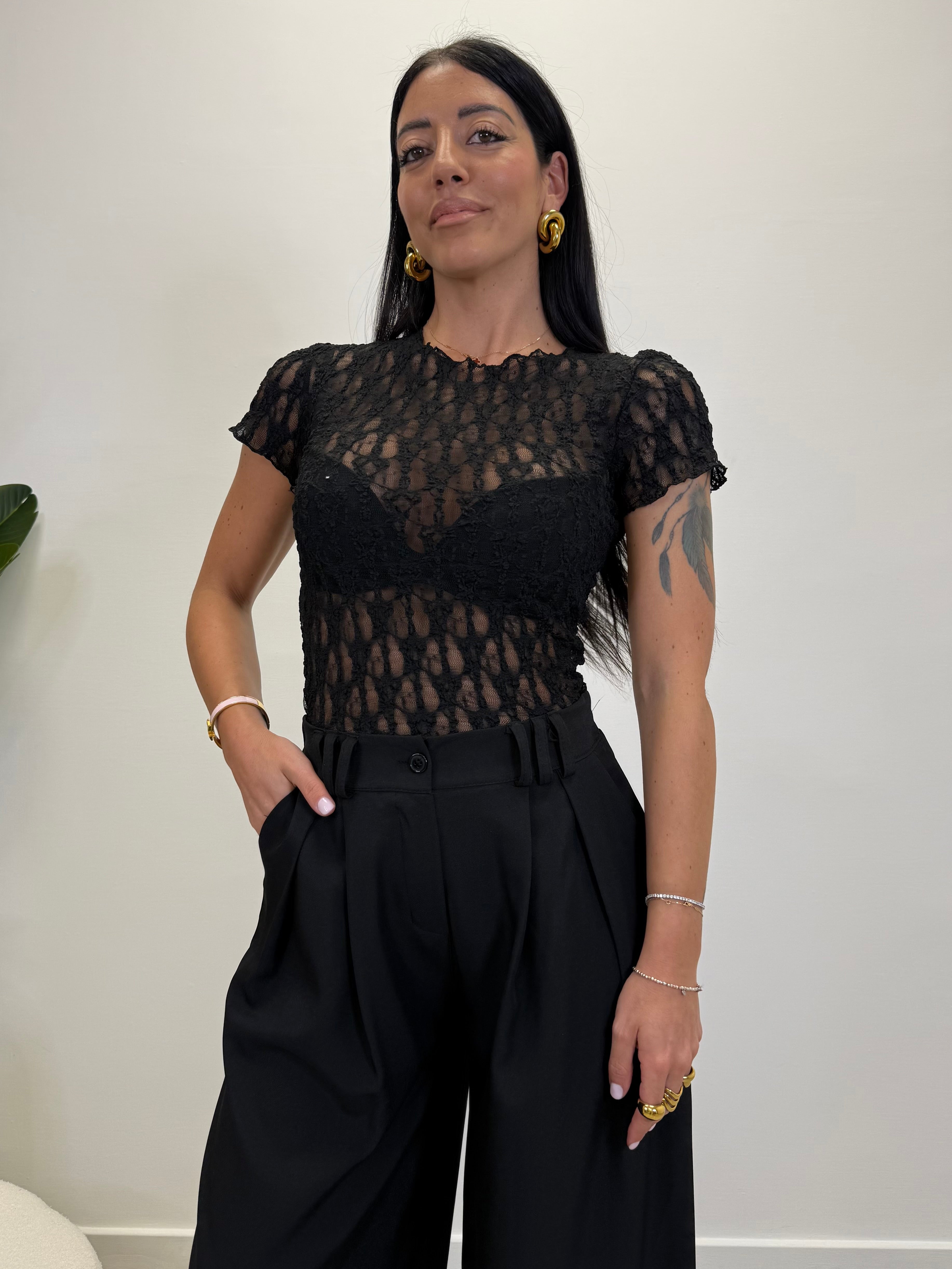 MAGLIA IN PIZZO MANICA CORTA 16648