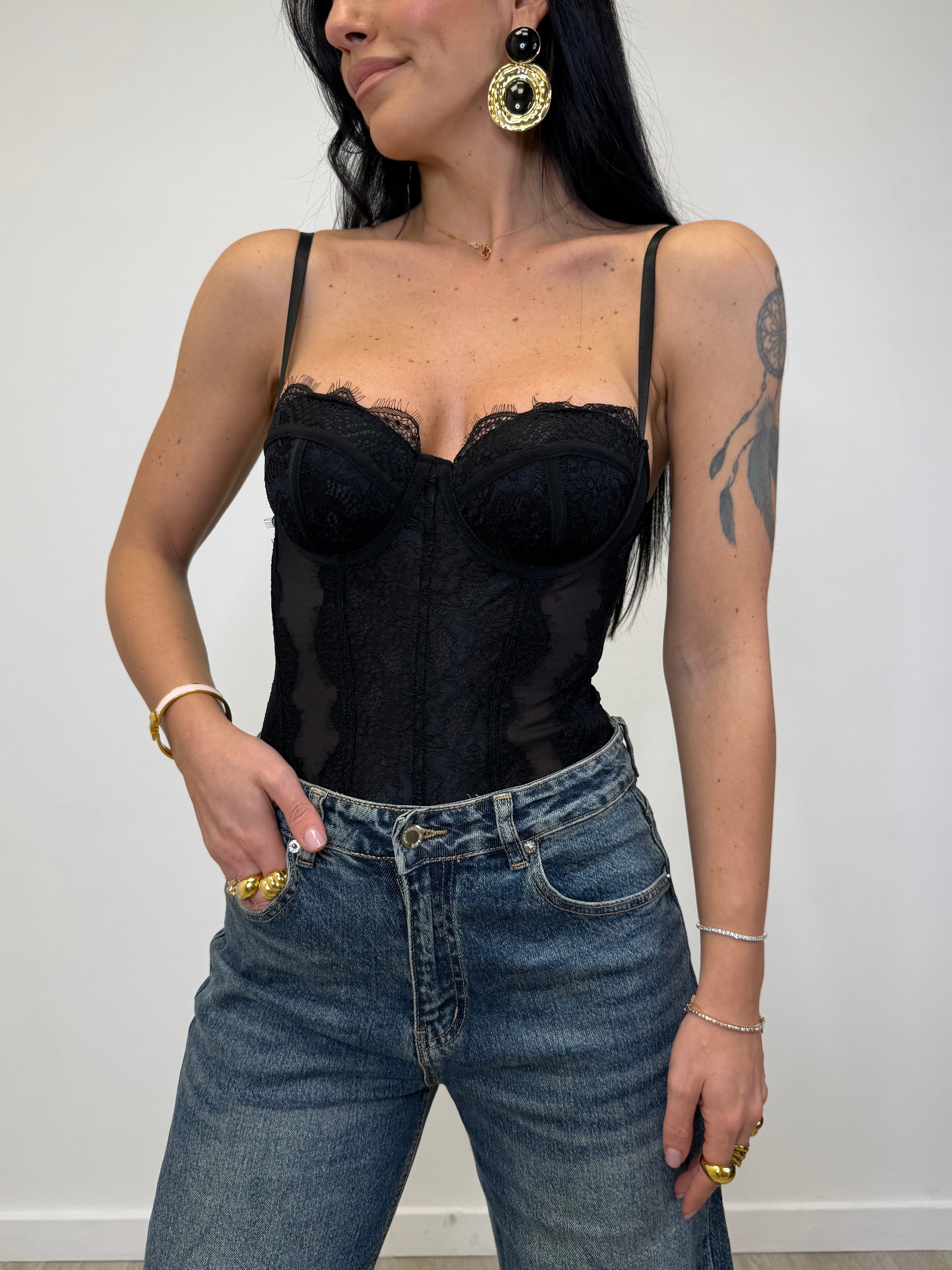 BODY IN PIZZO CON COPPE 2383