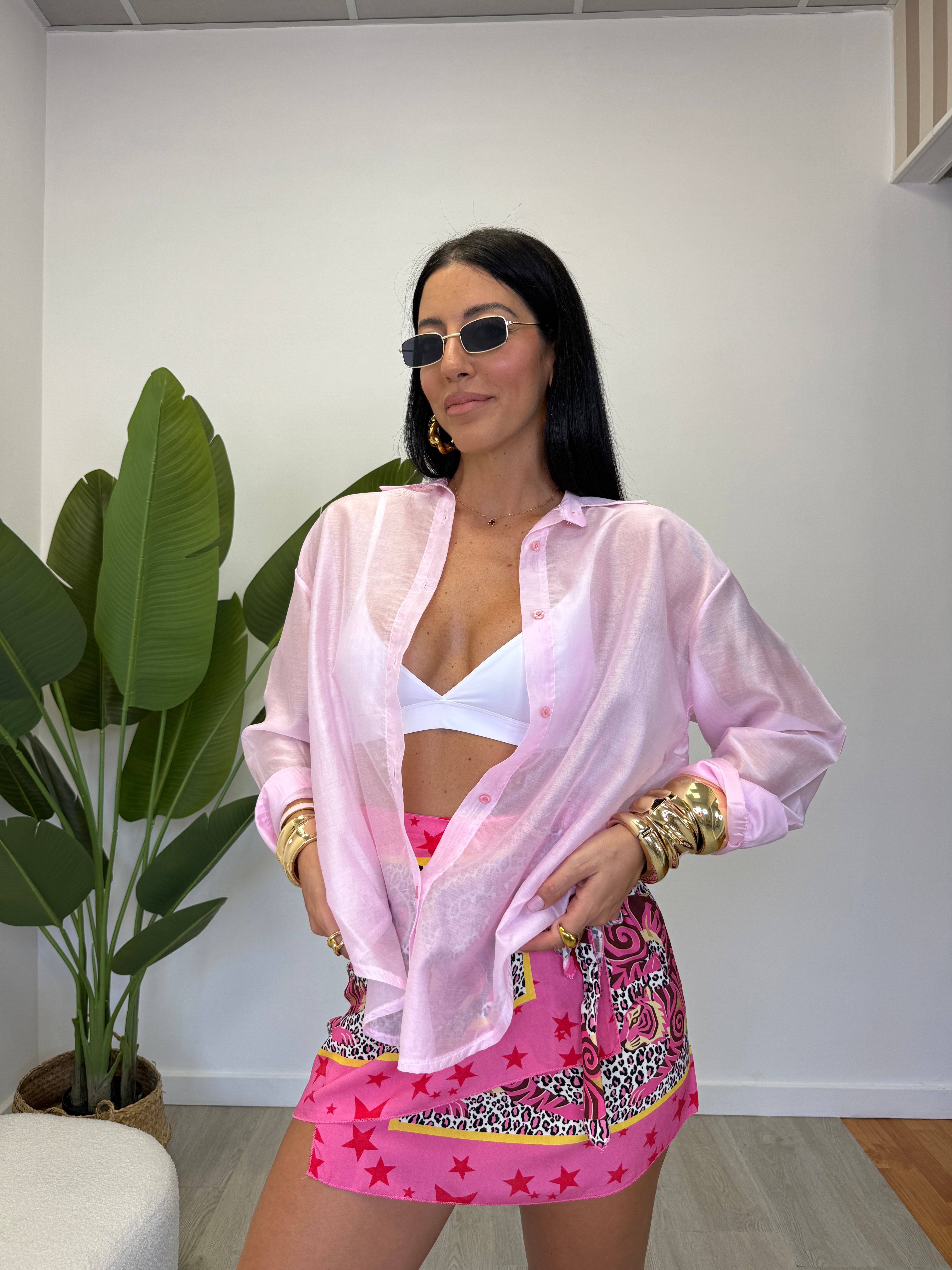 CAMICIA ROSA SEMITRASPARENTE 141