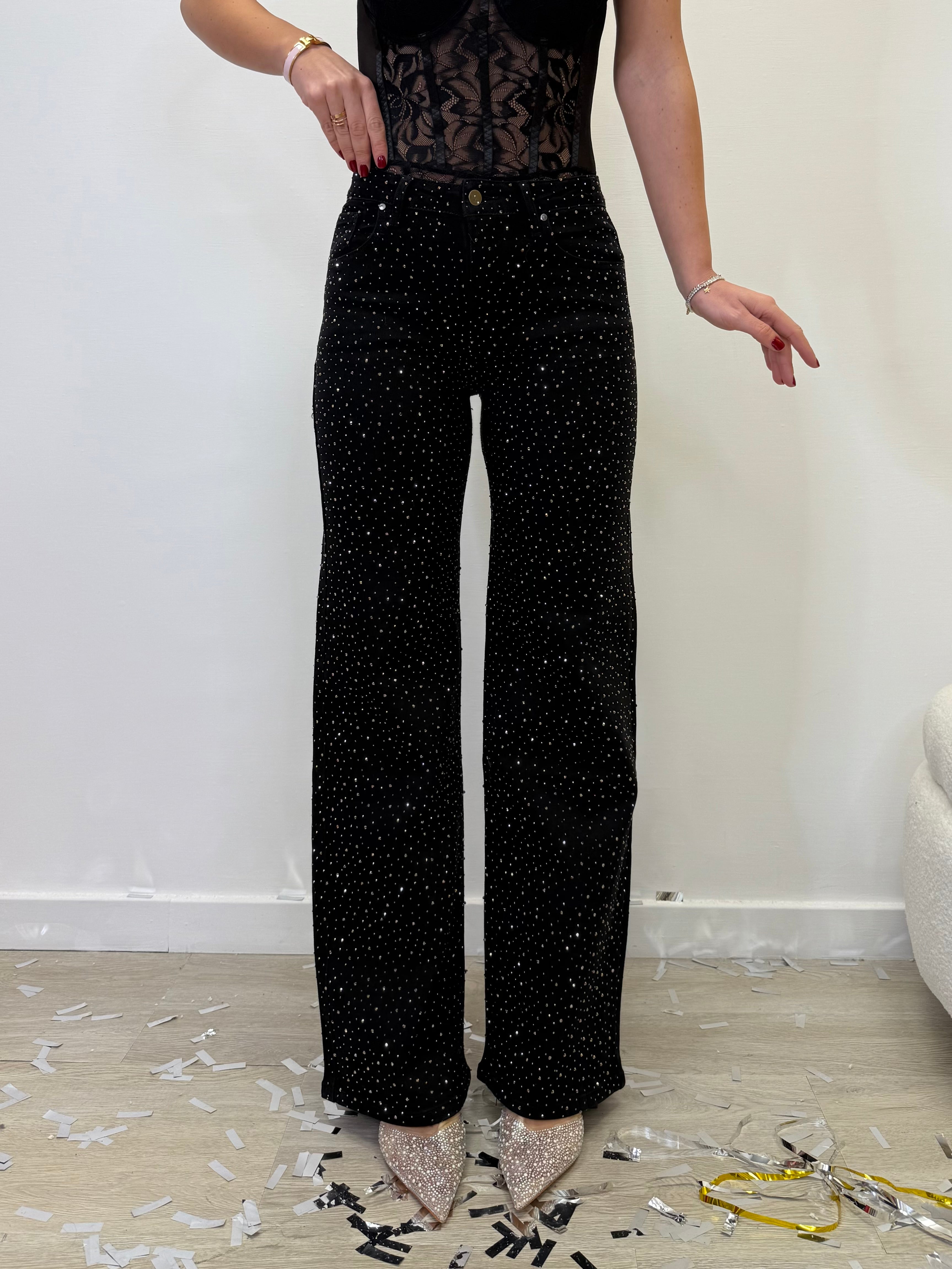 JEANS FULL SWAROVSKI BLACK 1340